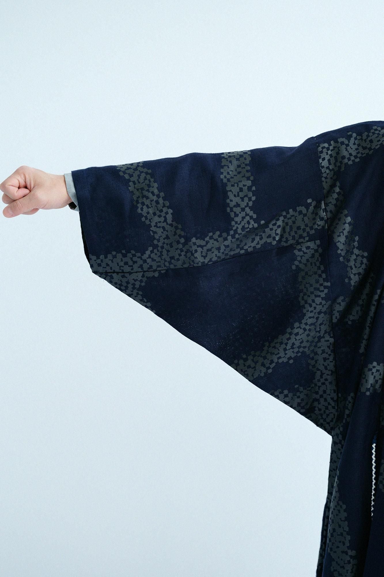 Asa,Mojiri袖子,单身,Hitoe/Ganjigarame,深蓝色