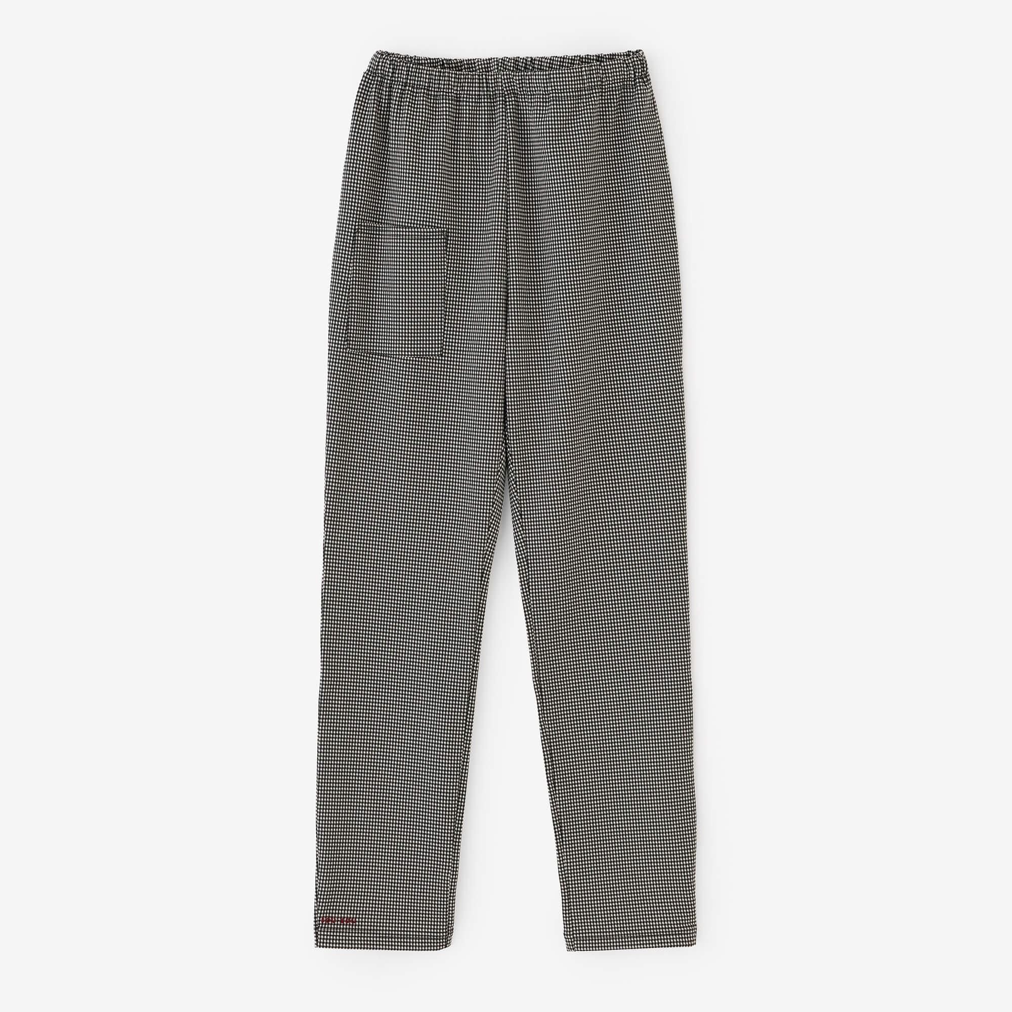 千鳥格紋編 窄版細腿褲/白色×黑色