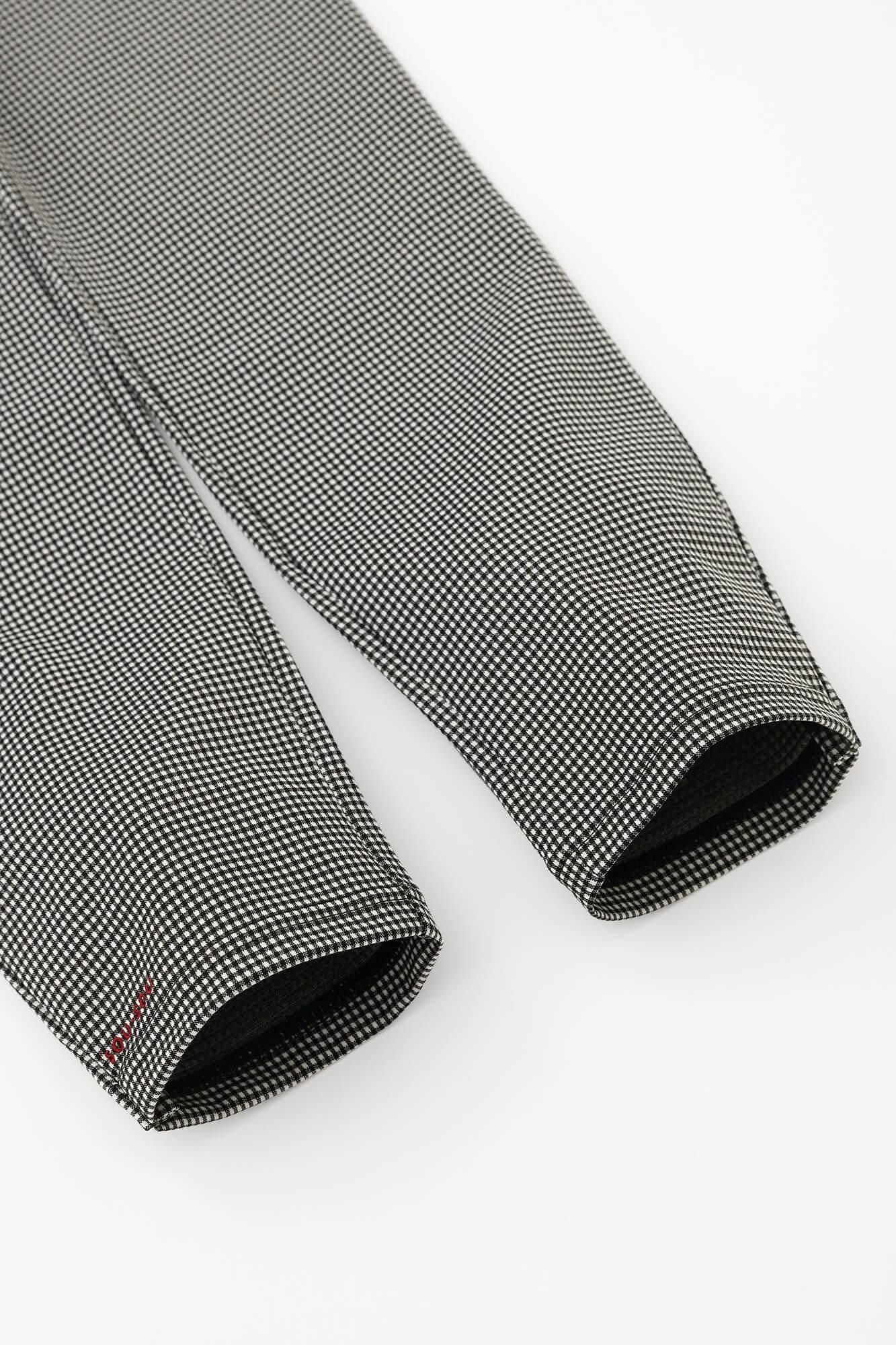 千鳥格紋編 窄版細腿褲/白色×黑色