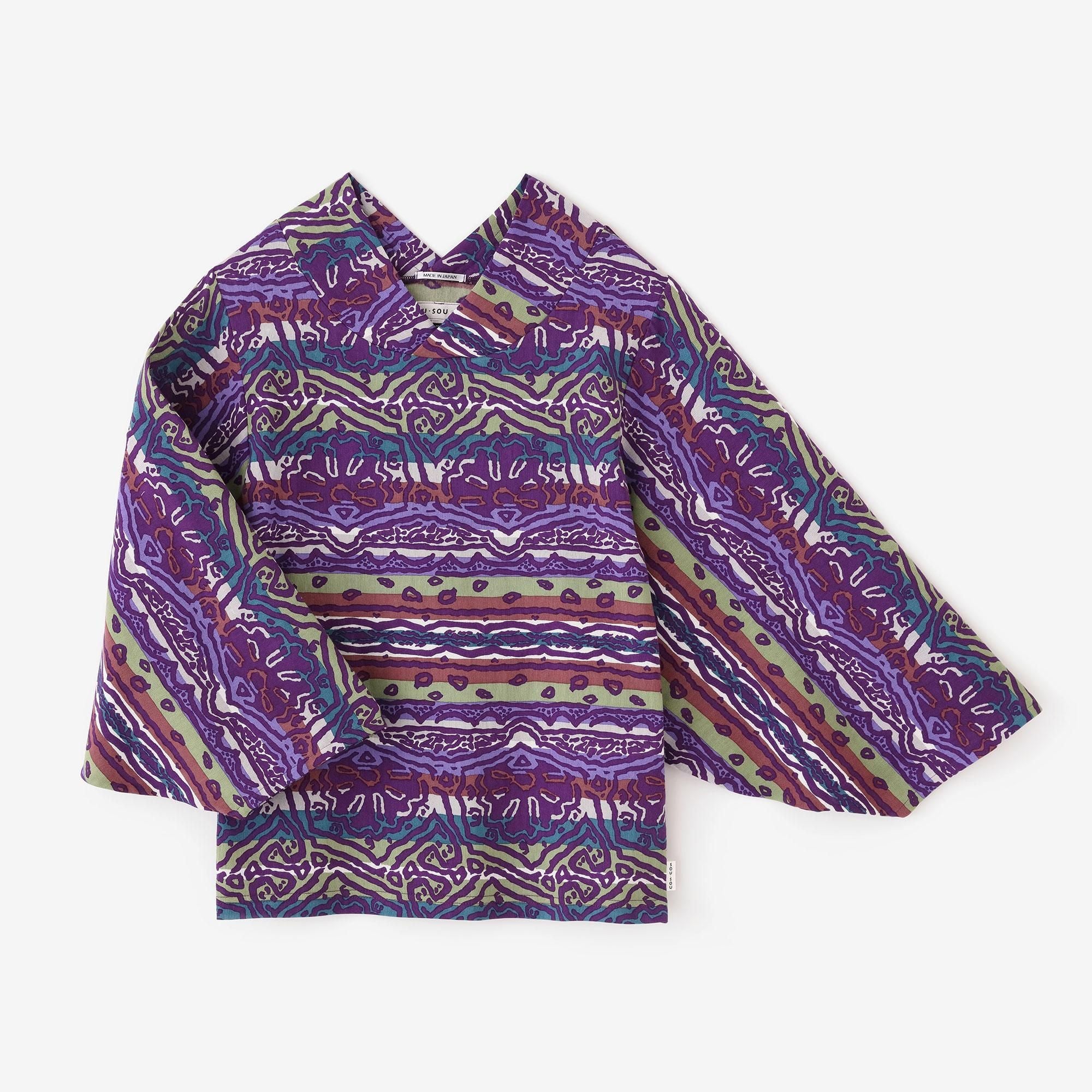 高島縮棉 40/40 和服領上衣/ 撩亂