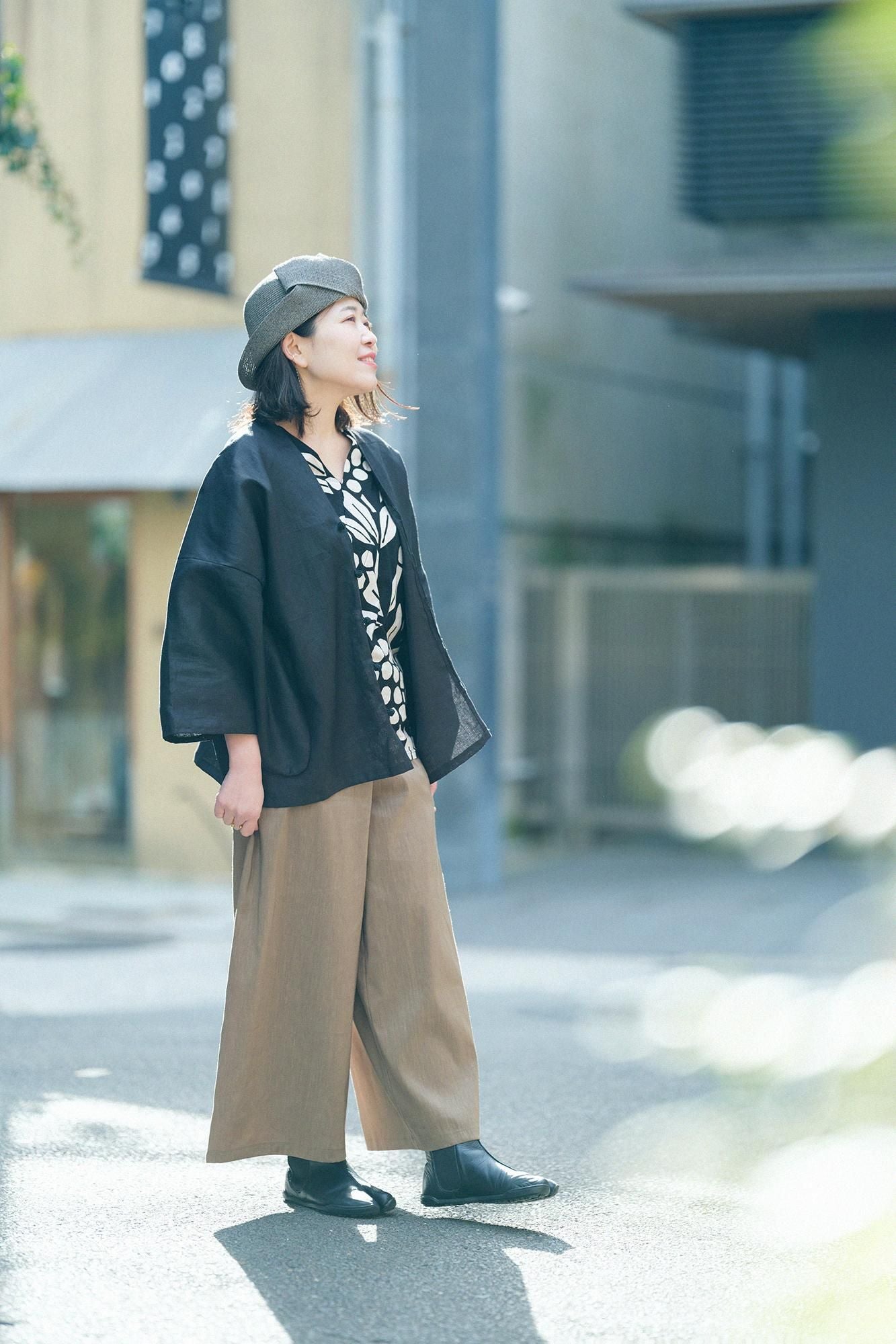 V-neck Shirt Three-quarter Sleeve / Nandina Bamboo