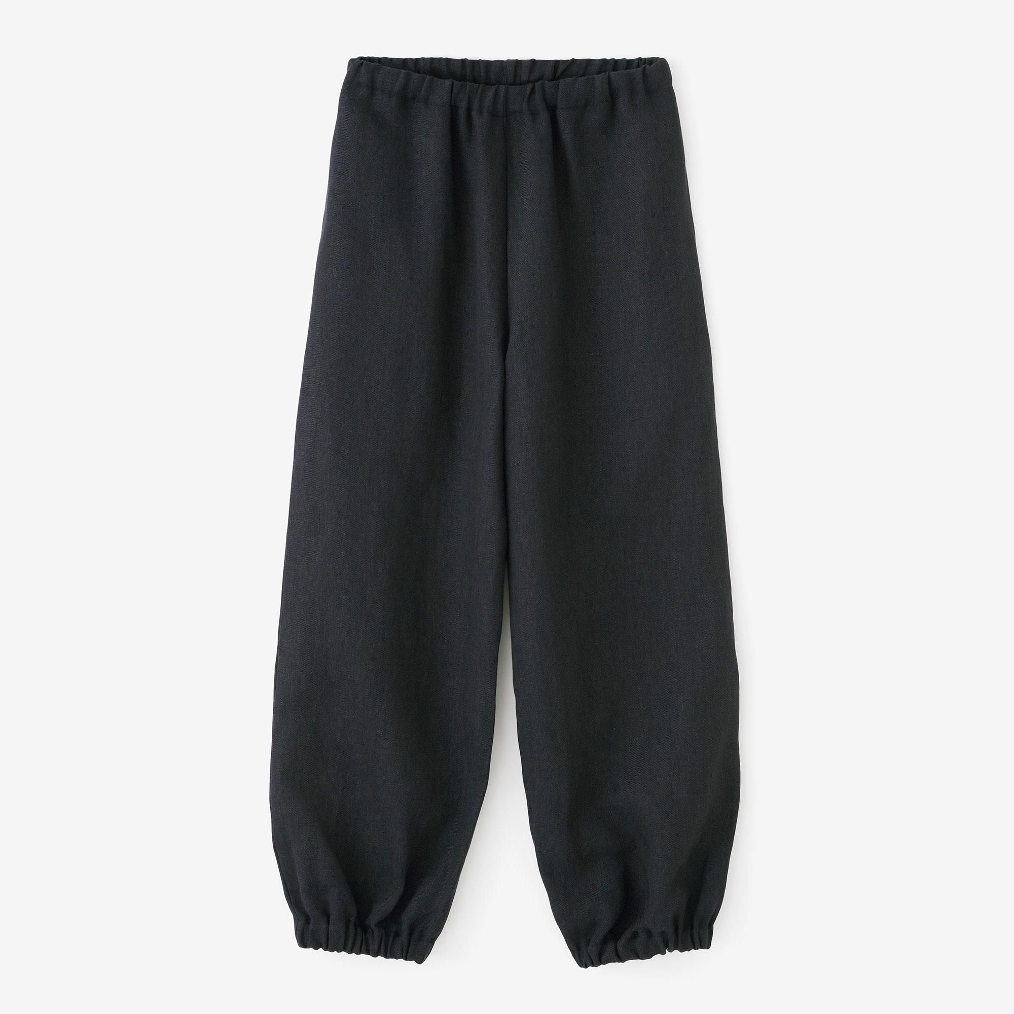 麻 斜紋織 作務衣下裝/暗藍色