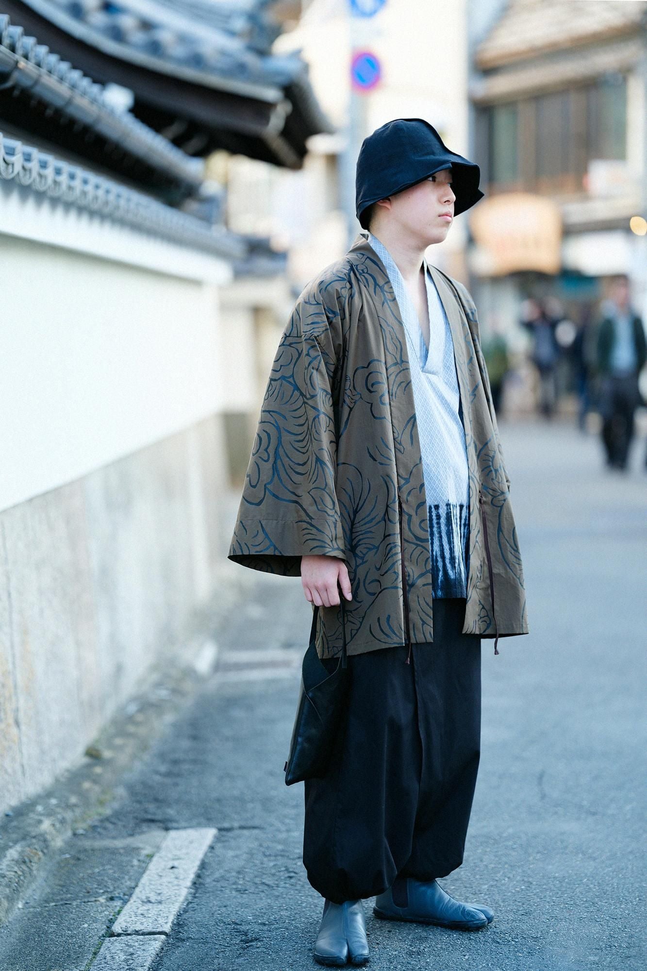 Tabata Tie-dye Fine Weave Pattern Fubi Kimono Shirt Shirt / Tesuji Tie-dye Light Grey