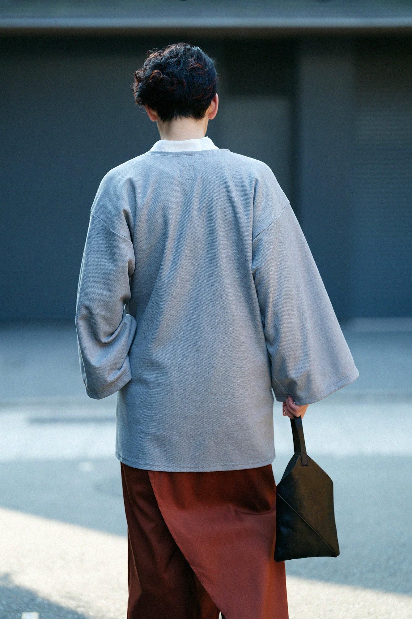 Cotton × Coolmax(R) Honeycomb Weave Fubi Cardigan / Silver Grey