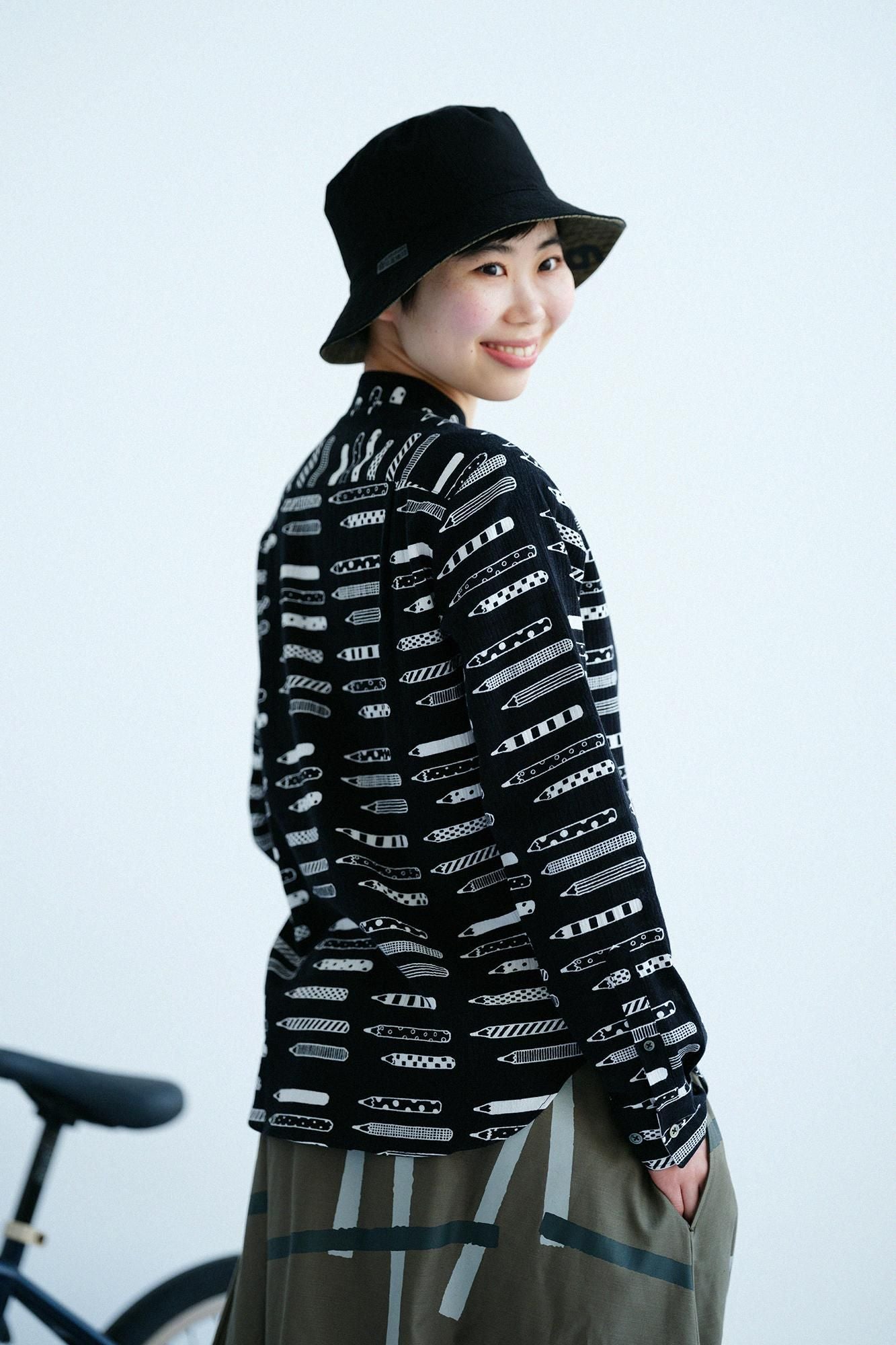 Chizimi Cotton 20/20 Stand Collar Long-sleeved Shirt/Pencils