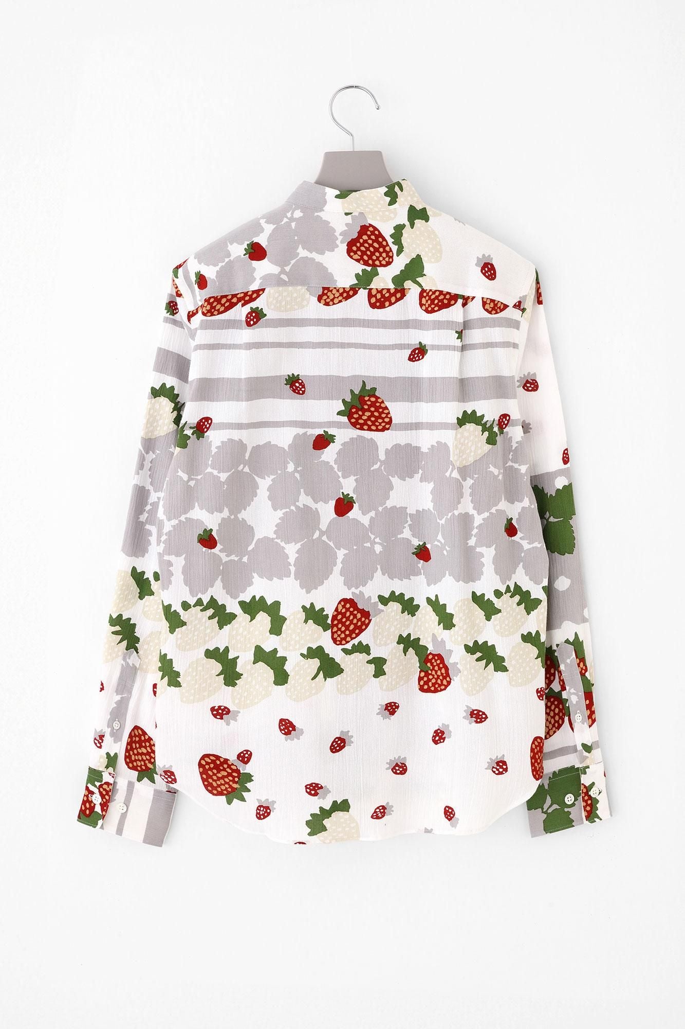 【net限定】高島縮 20/20 スタンドカラーシャツ/いちご摘み