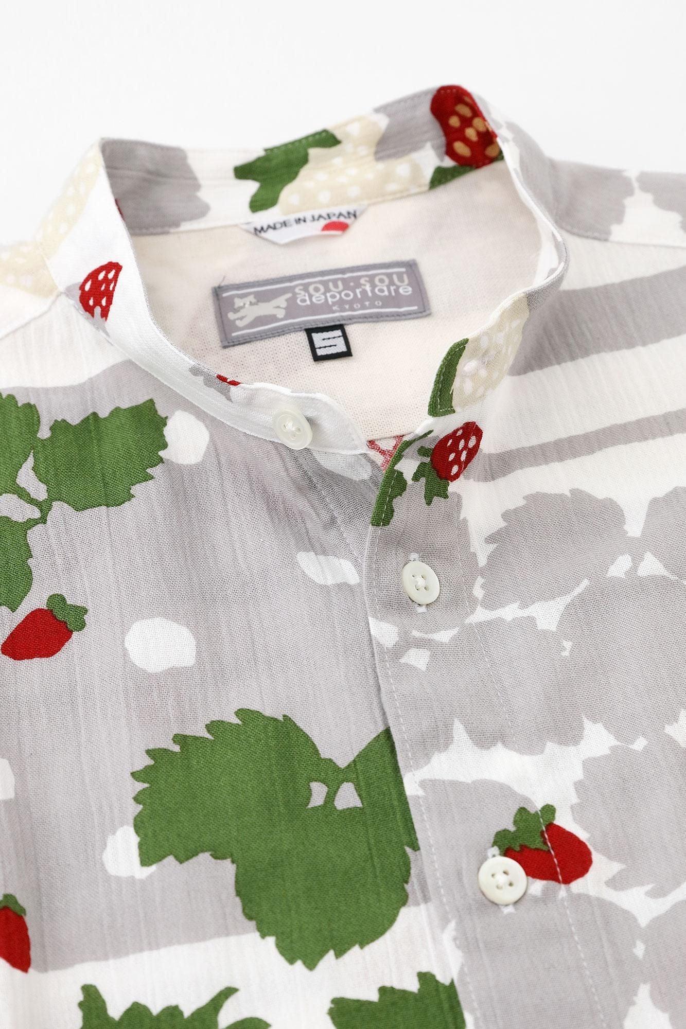 【net限定】高島縮 20/20 スタンドカラーシャツ/いちご摘み