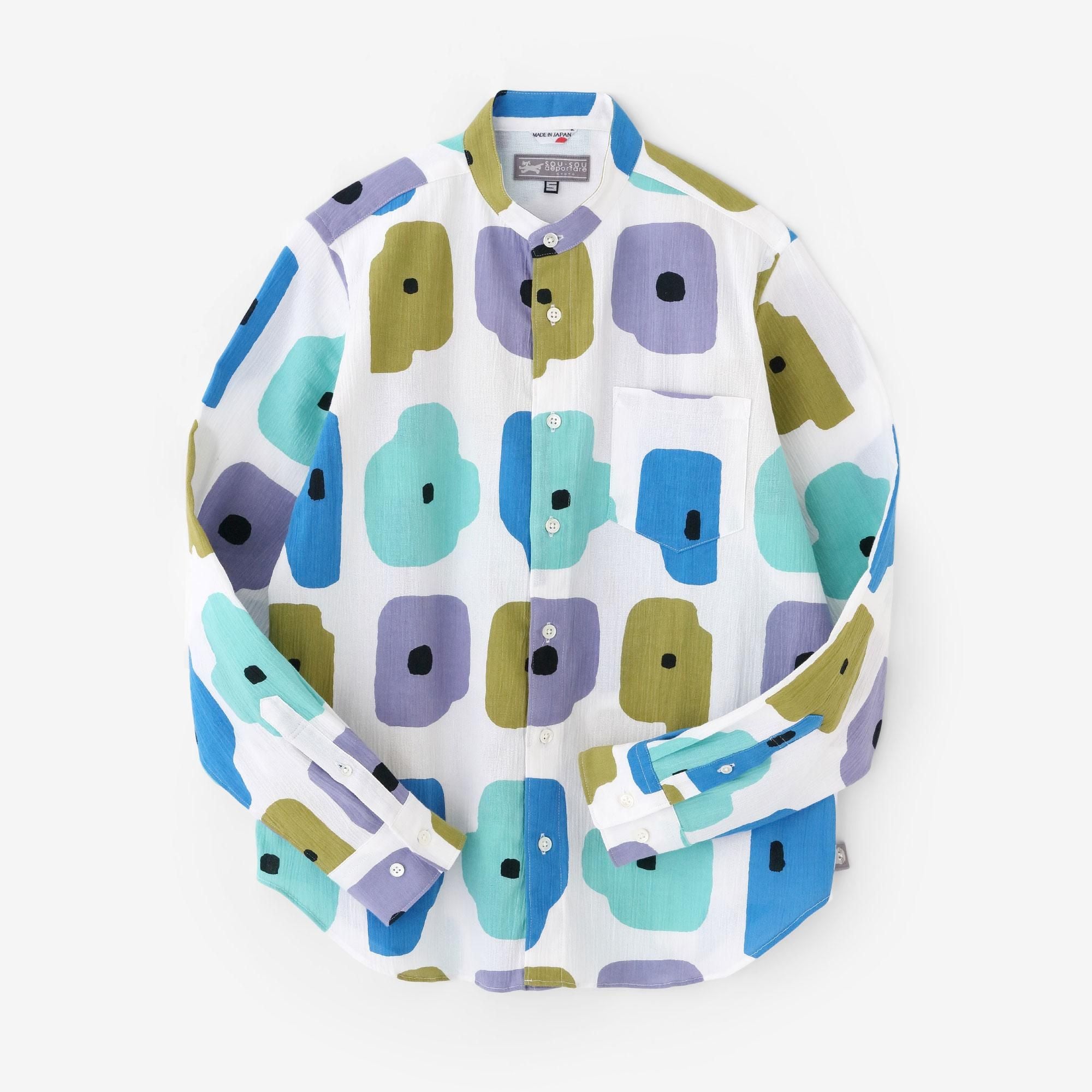 【Online】Chizimi Cotton 20/20 Stand Collar Long-sleeved Shirt/Somehow