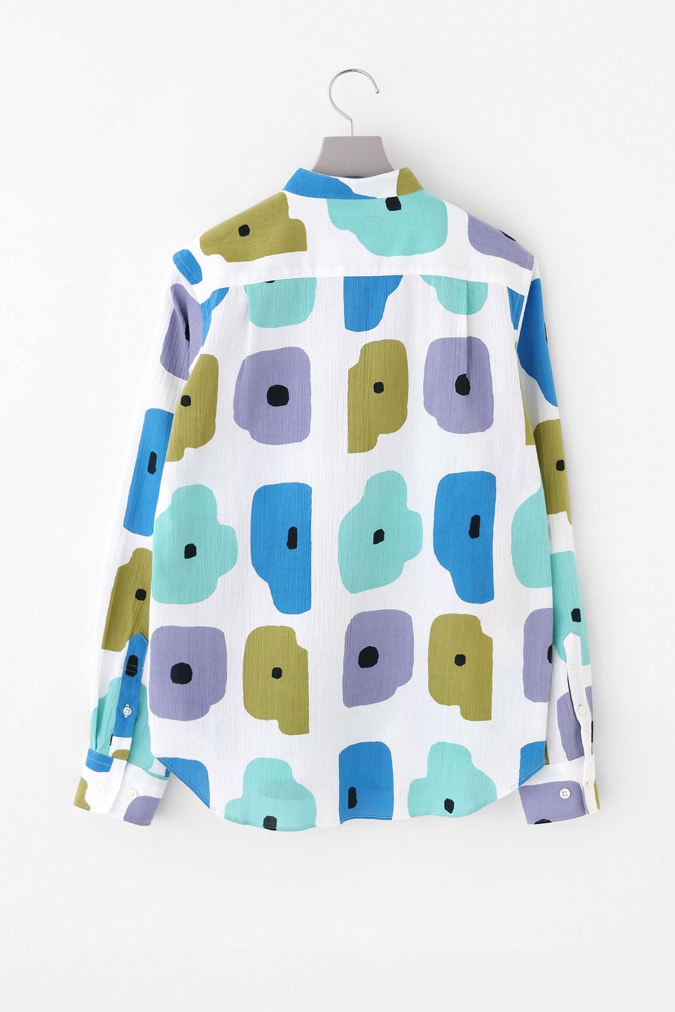 【Online】Chizimi Cotton 20/20 Stand Collar Long-sleeved Shirt/Somehow