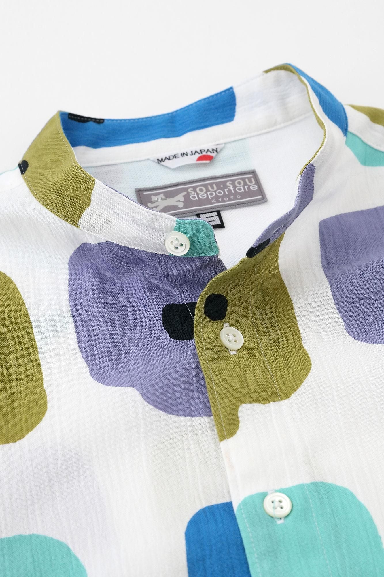 【Online】Chizimi Cotton 20/20 Stand Collar Long-sleeved Shirt/Somehow