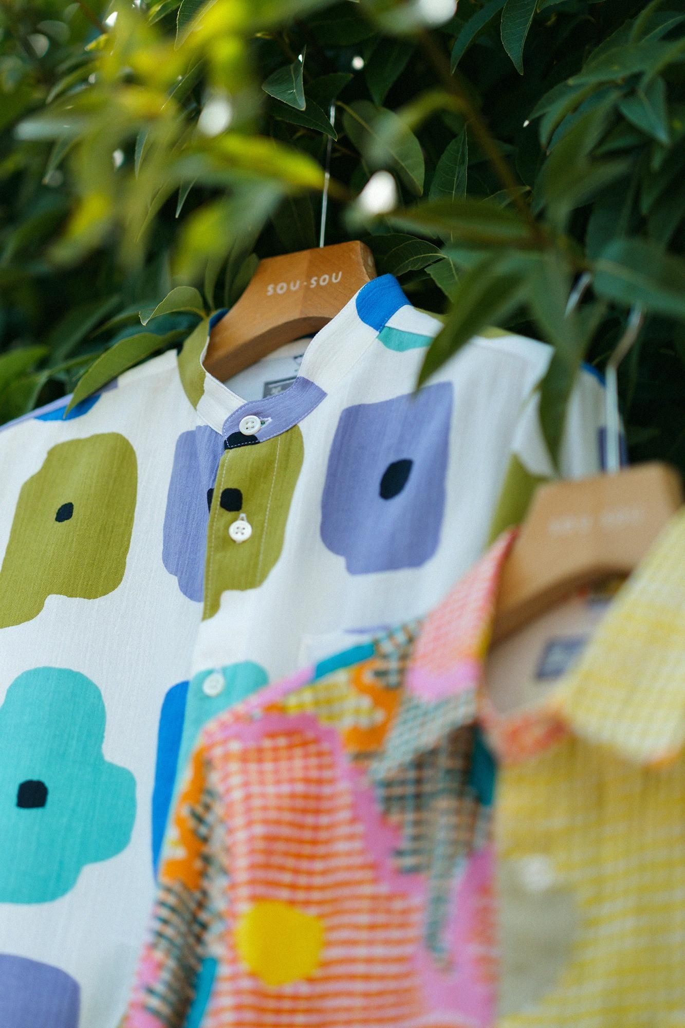 【Online】Chizimi Cotton 20/20 Stand Collar Long-sleeved Shirt/Somehow