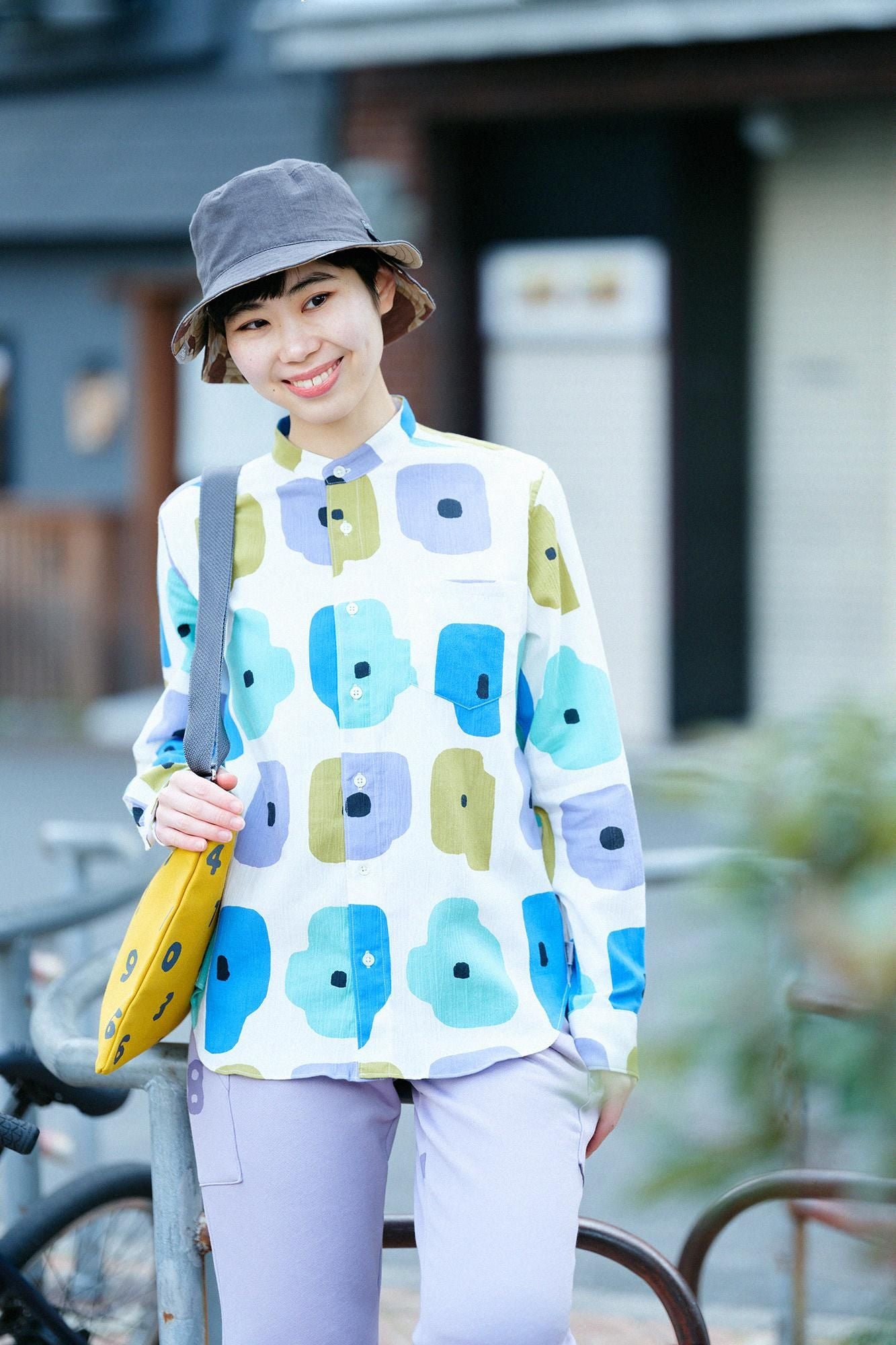 【Online】Chizimi Cotton 20/20 Stand Collar Long-sleeved Shirt/Somehow