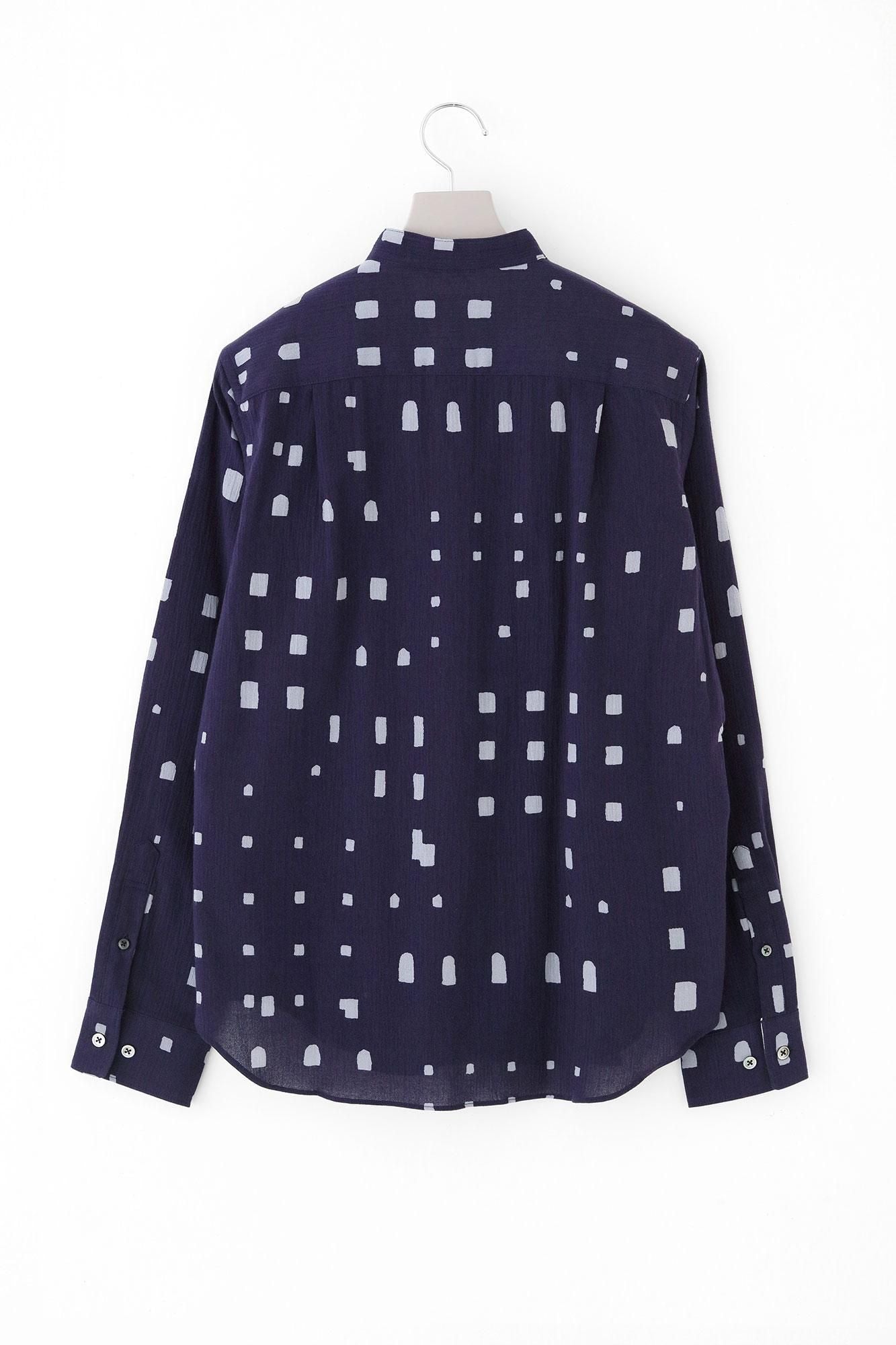 【net限定】高島縮 20/20 スタンドカラーシャツ/窓(まど)