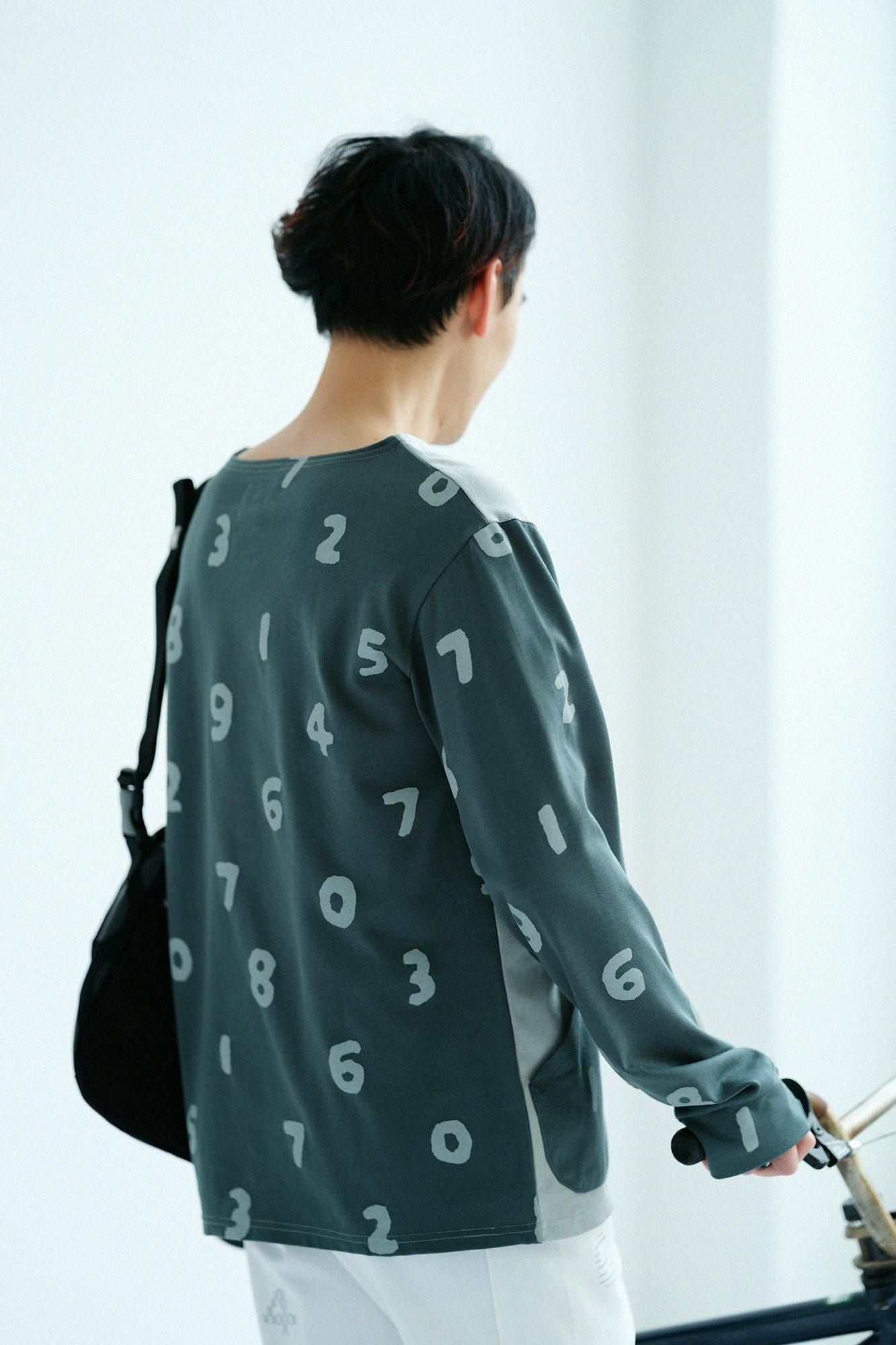 強撚扭曲平針織船領上衣/灰棕x SO-SU-U十數