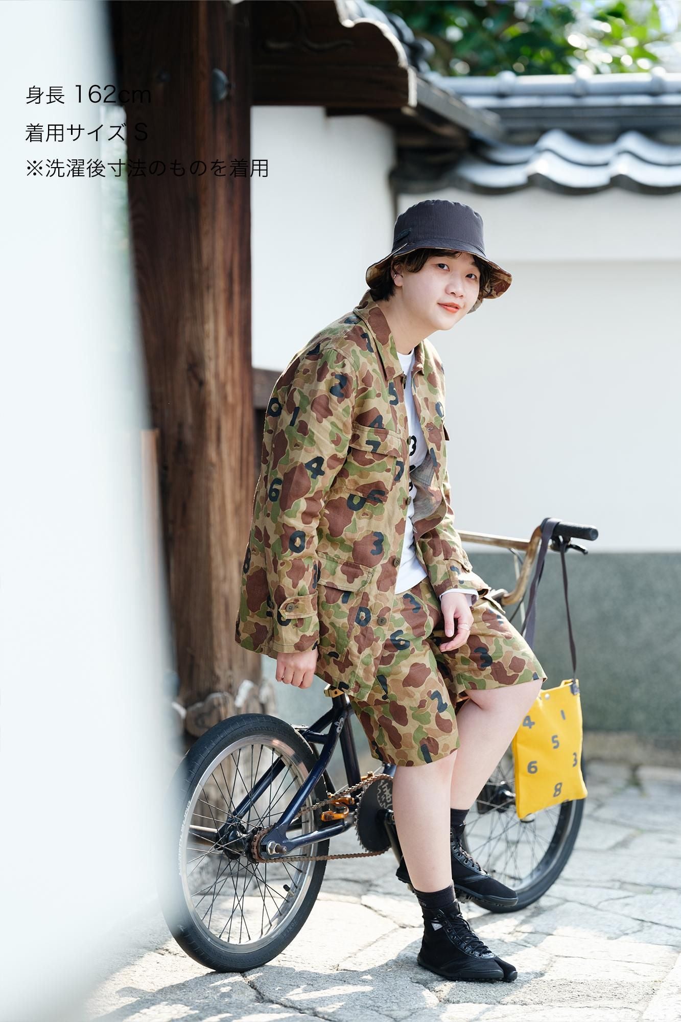 リネンツイル BIKEショーツ/duck hunter camo SO-SU-U 空五倍子色(うつふしいろ)