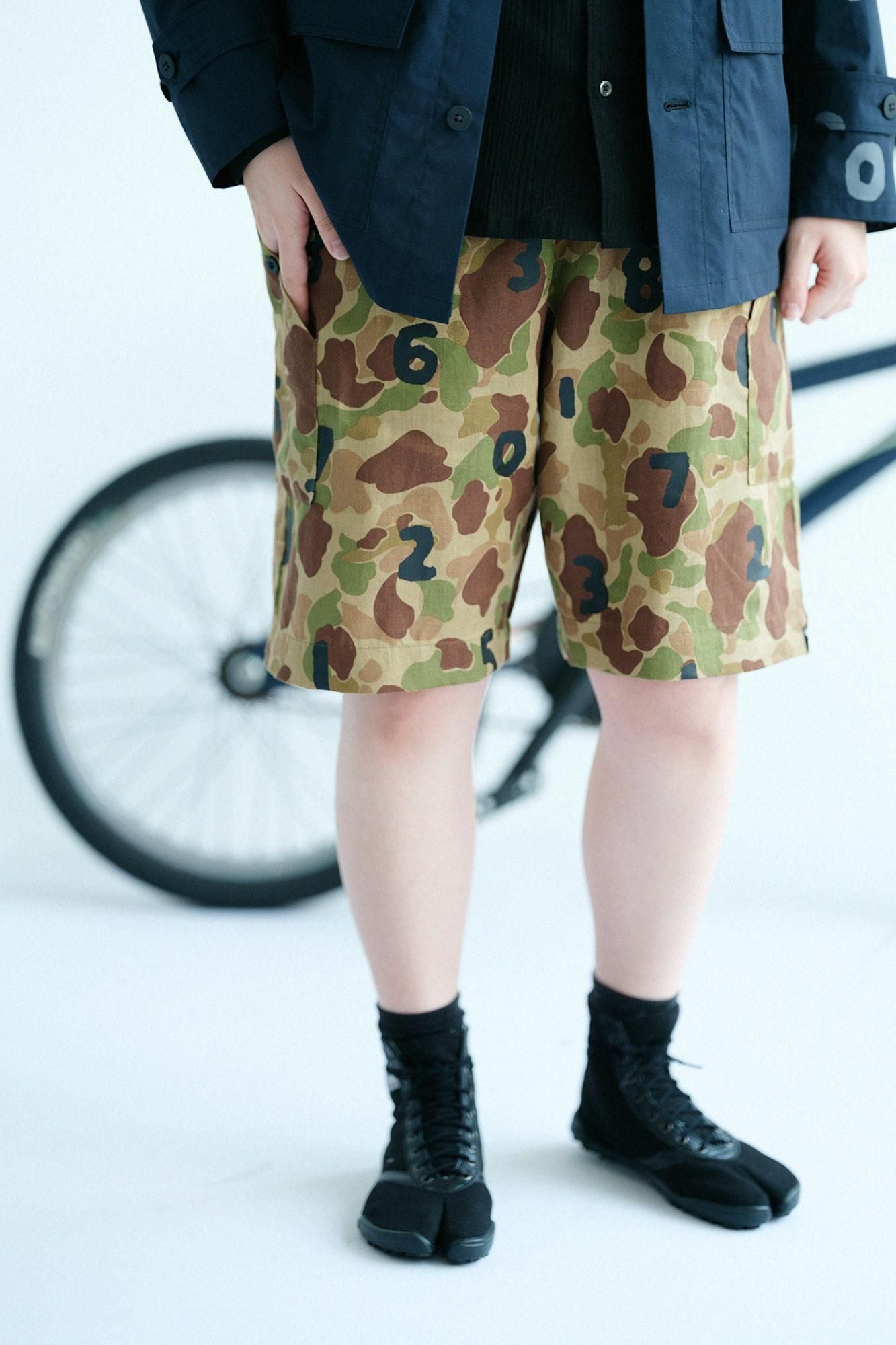 リネンツイル BIKEショーツ/duck hunter camo SO-SU-U 空五倍子色(うつふしいろ)