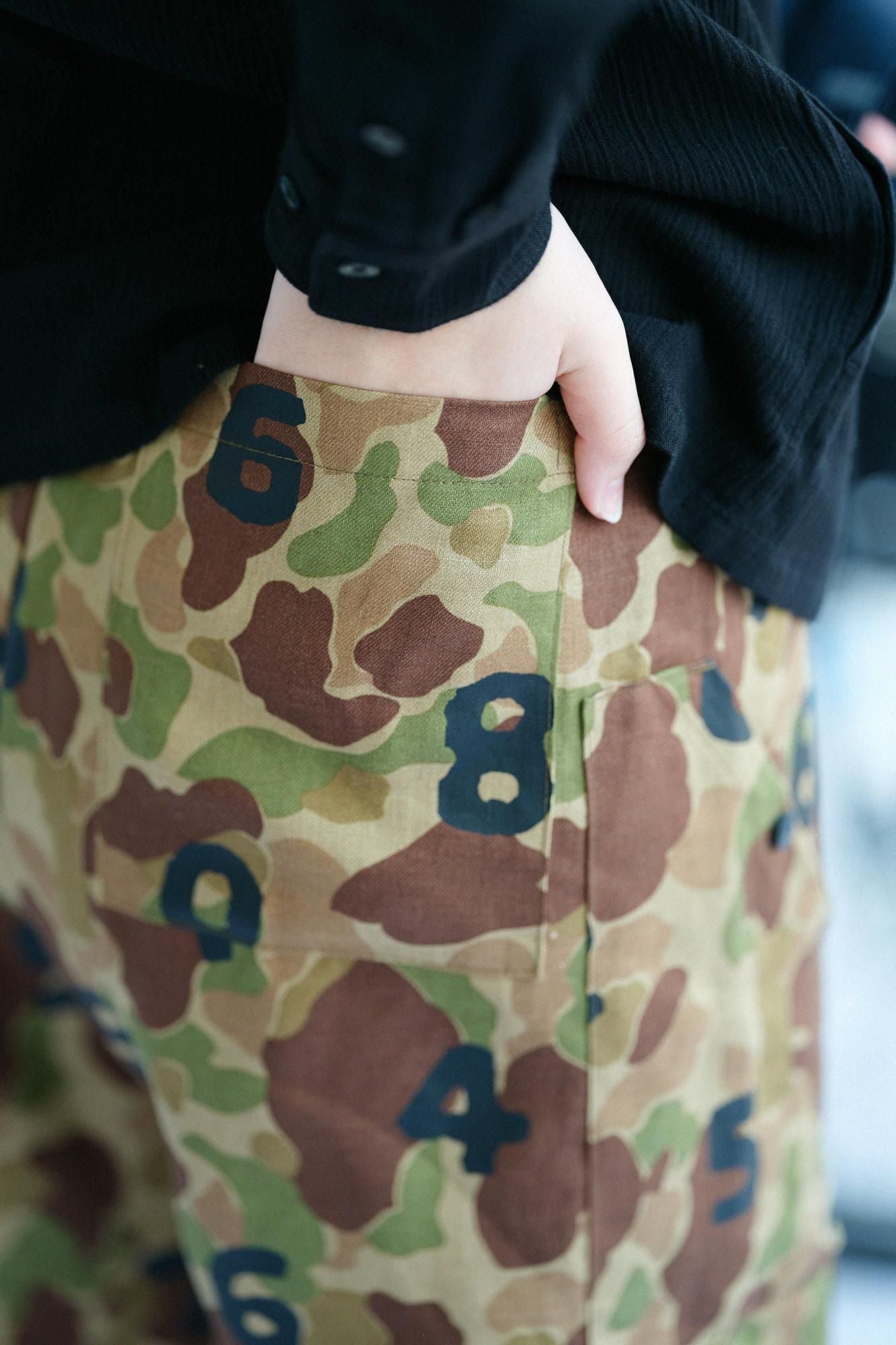 リネンツイル BIKEショーツ/duck hunter camo SO-SU-U 空五倍子色(うつふしいろ)