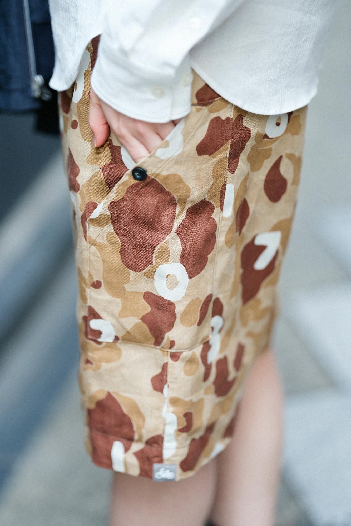 リネンツイル BIKEショーツ/duck hunter camo SO-SU-U 白茶(しらちゃ)