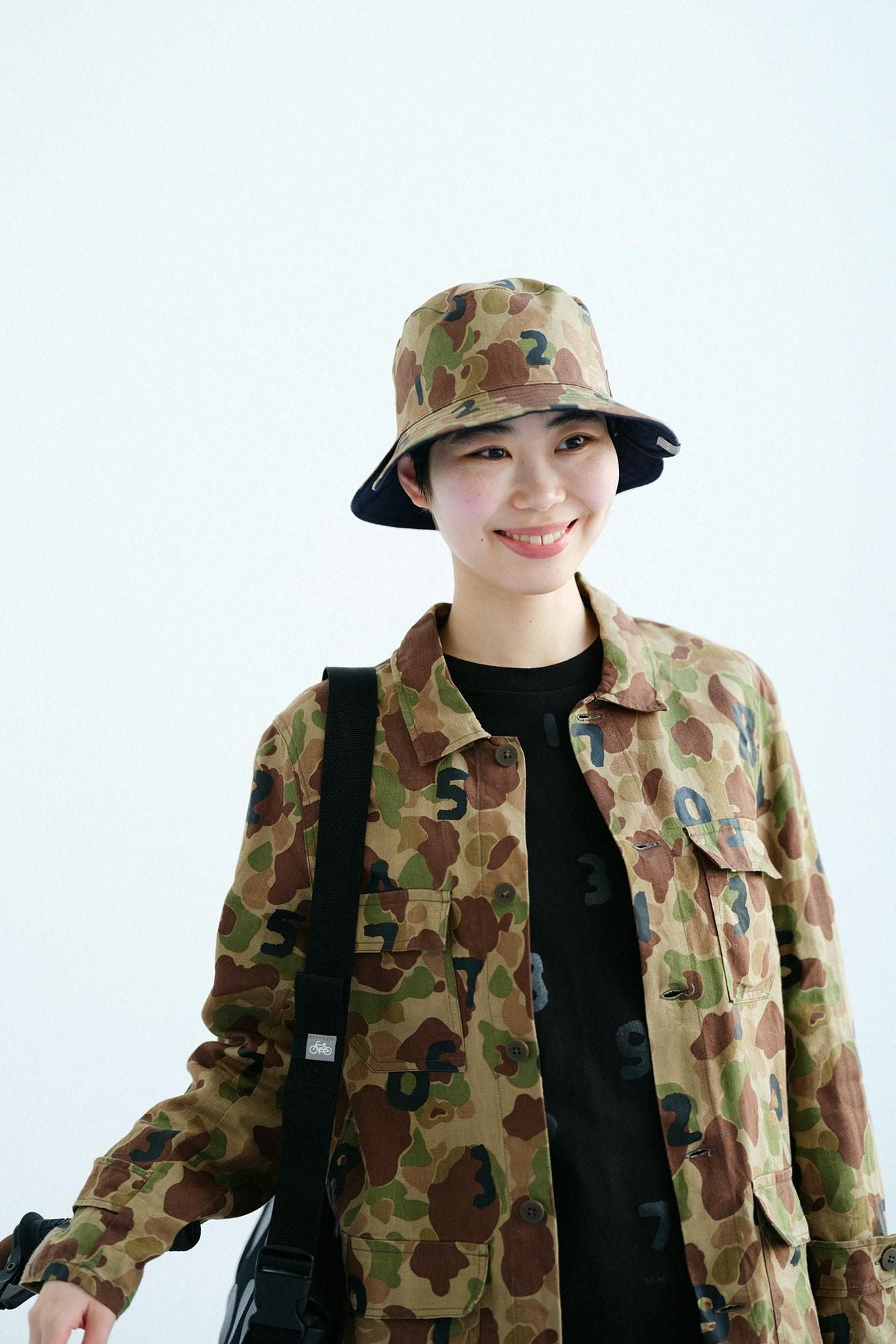 麻斜紋織 雙面用BIKE 帽子/獵鴨迷彩SO-SU-U十數 灰棕色