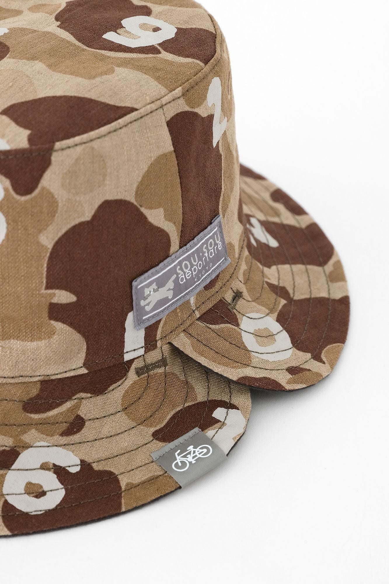 麻斜紋織 雙面用BIKE 帽子/獵鴨迷彩SO-SU-U十數 白茶色