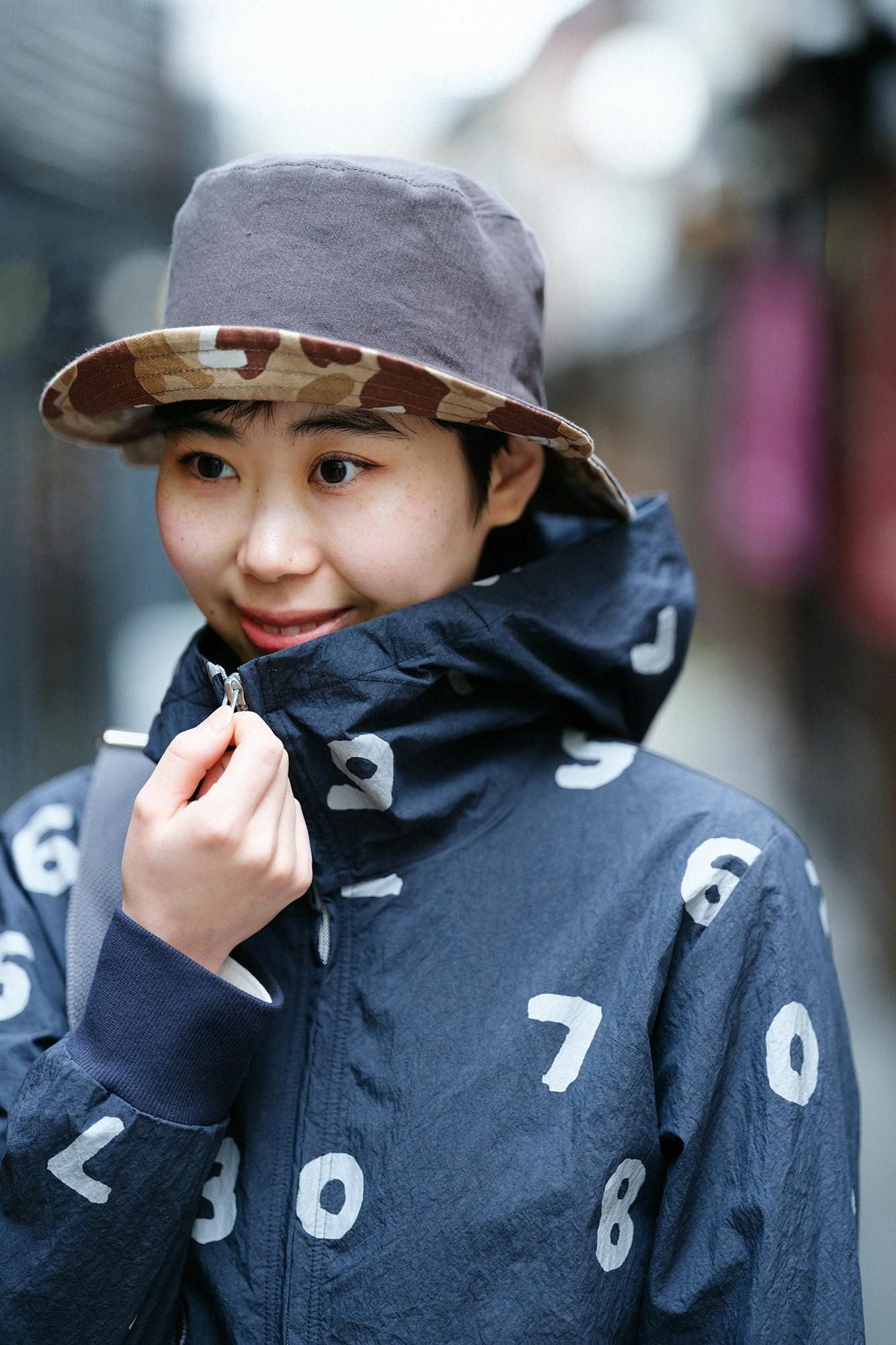 麻斜紋織 雙面用BIKE 帽子/獵鴨迷彩SO-SU-U十數 白茶色