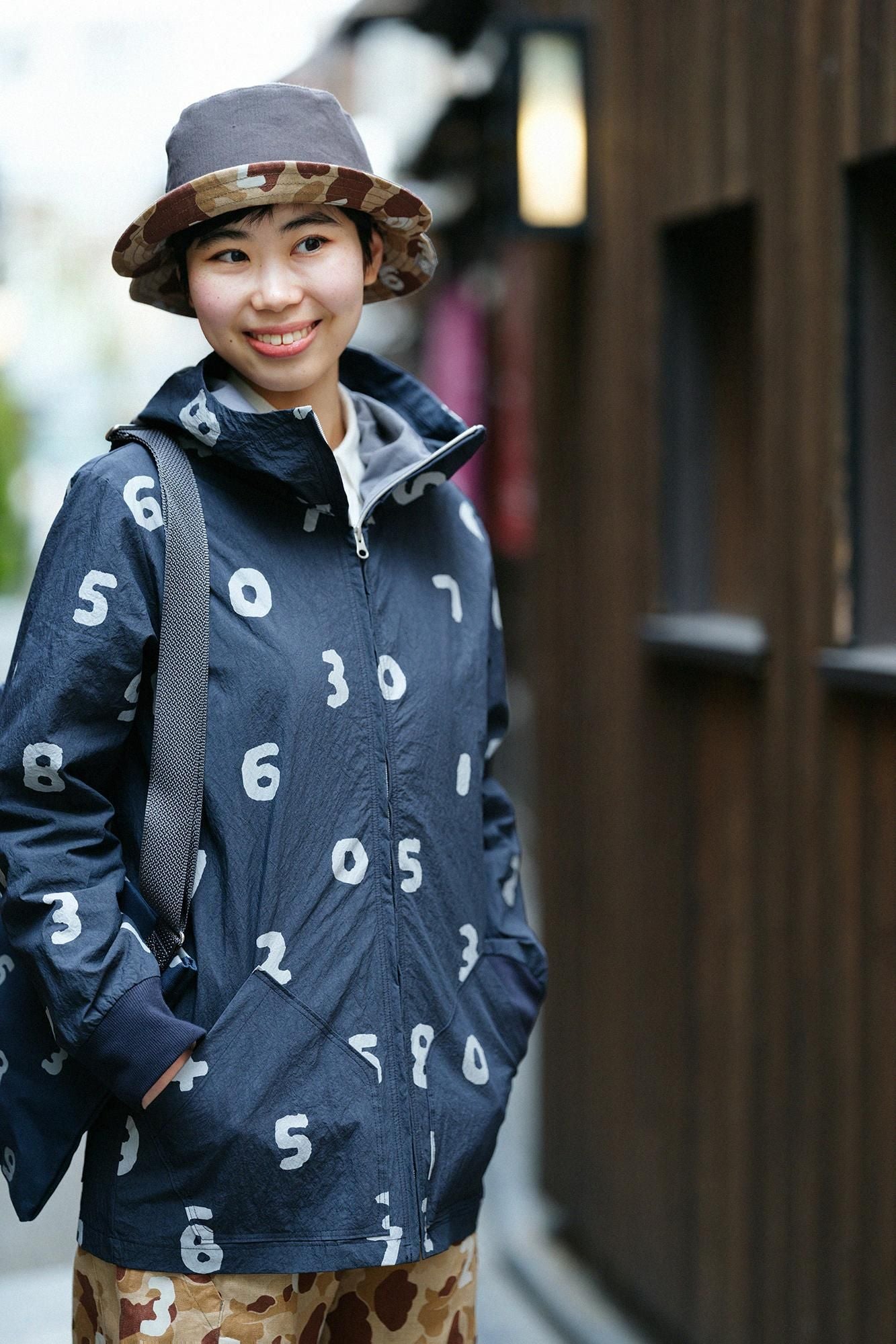 麻斜紋織 雙面用BIKE 帽子/獵鴨迷彩SO-SU-U十數 白茶色