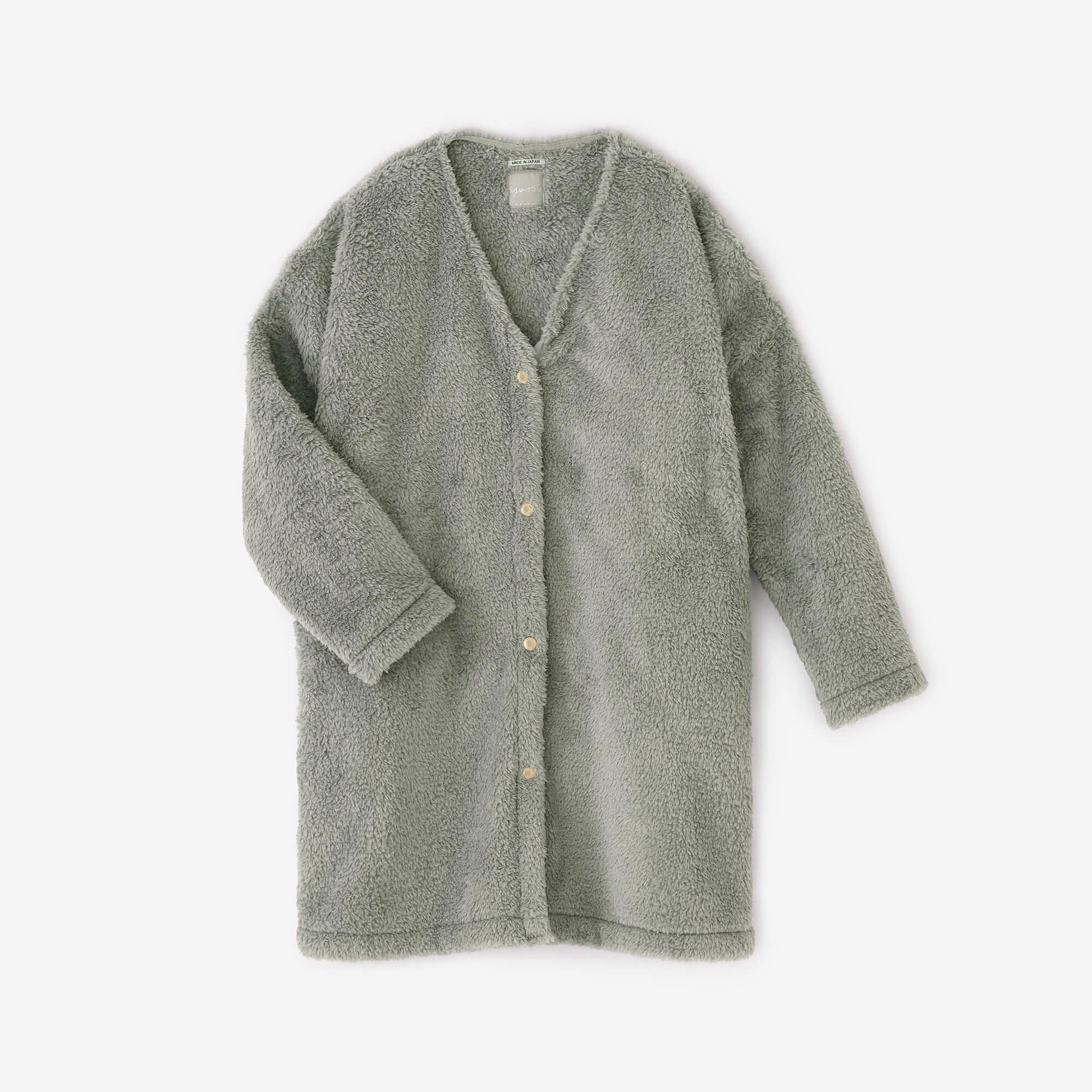 Boa V-neck Light Tunic Coat / Silver Grey