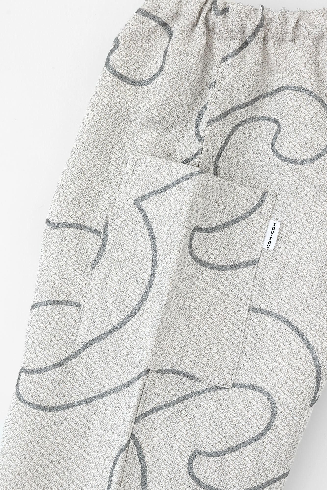 Linen-Rayon Blend Dobby Weave / Harem Pants Many Waves Light Grey