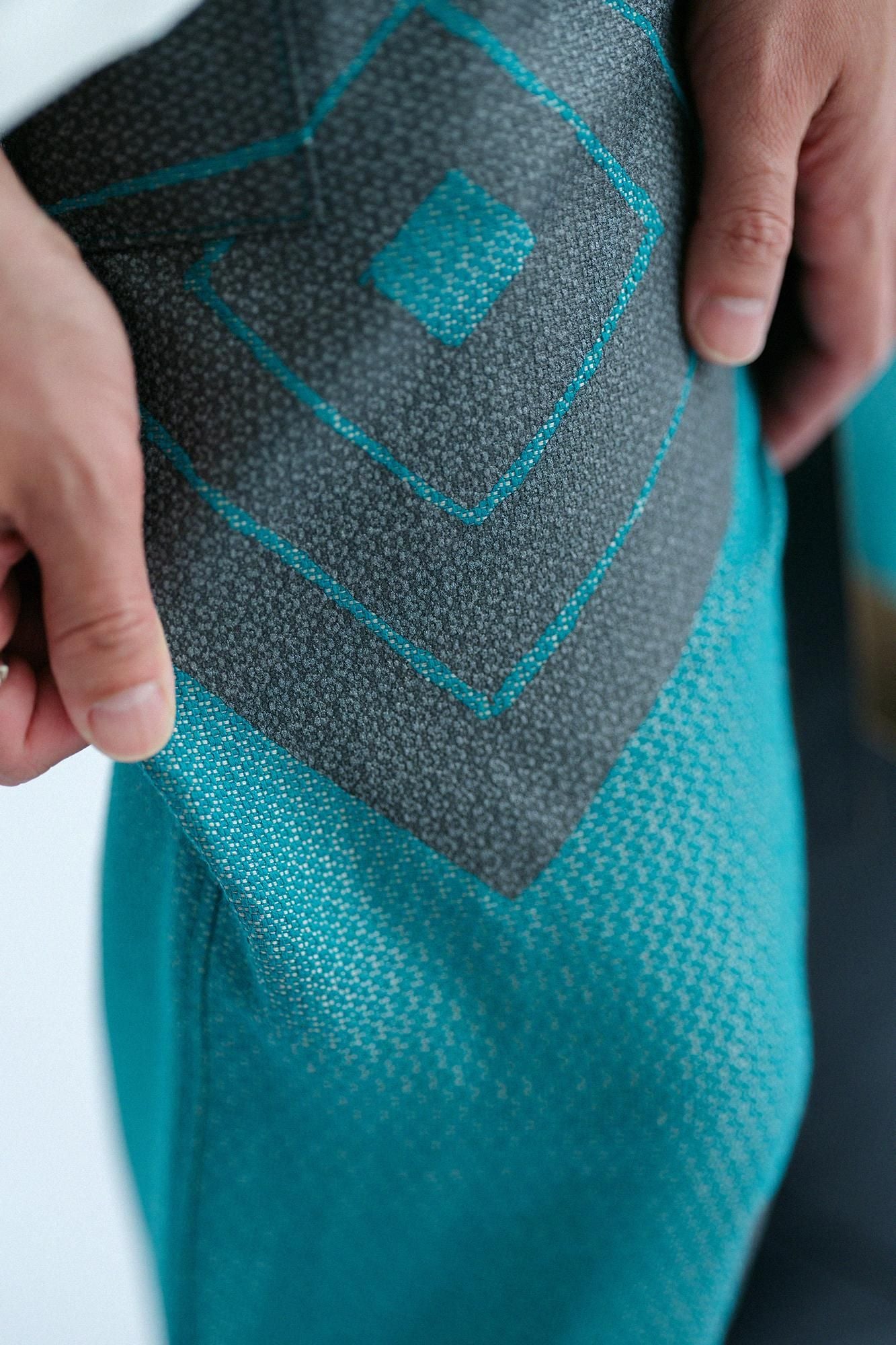 麻人造絲 多臂織 哈倫褲/山十八 番孔雀綠