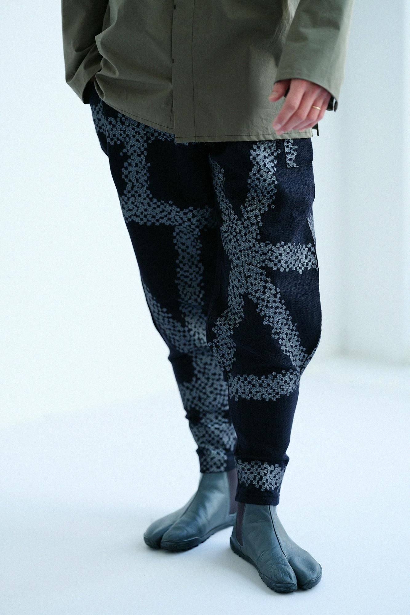 麻人造絲 多臂織 哈倫褲/五花大綁 黑色