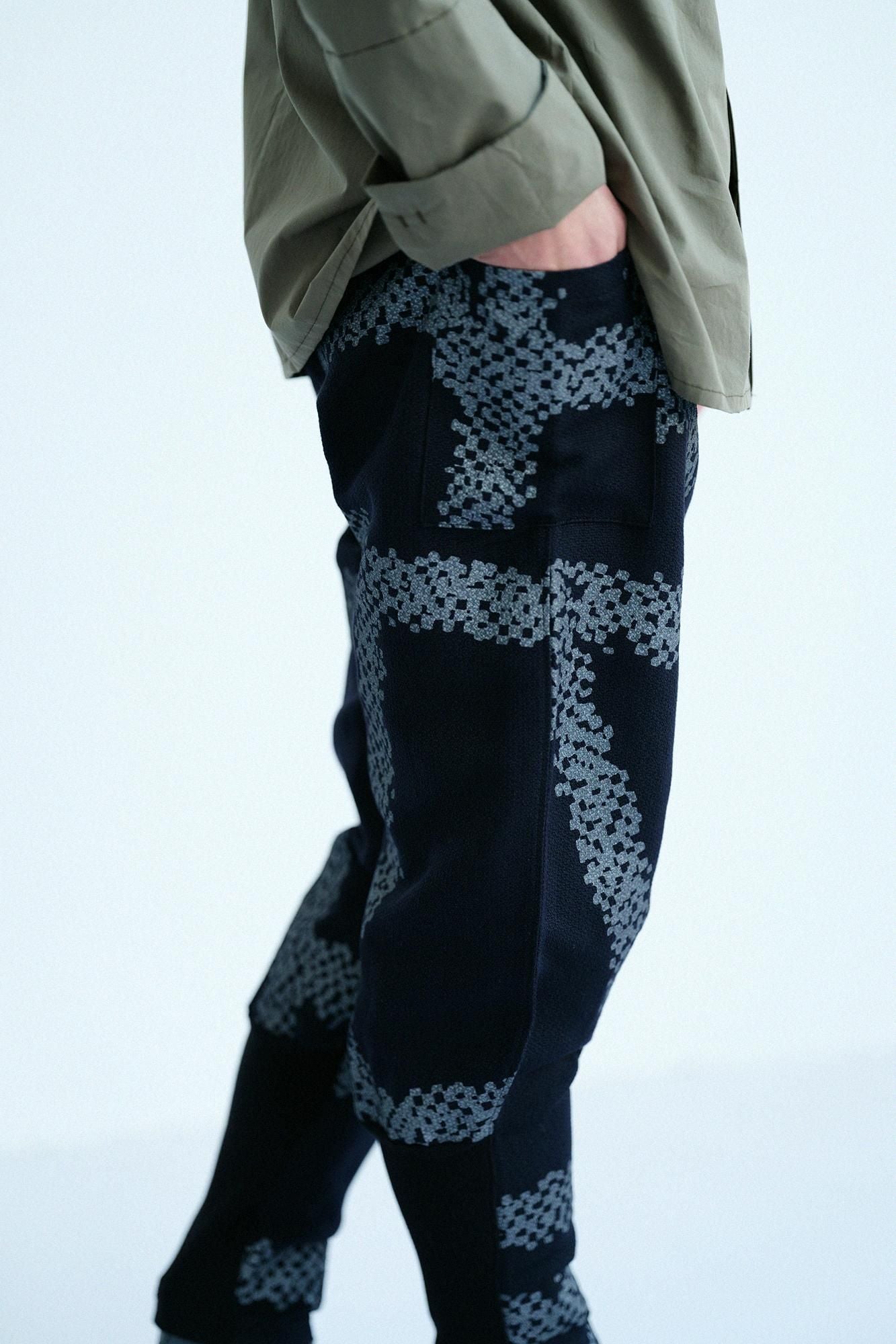 麻人造絲 多臂織 哈倫褲/五花大綁 黑色