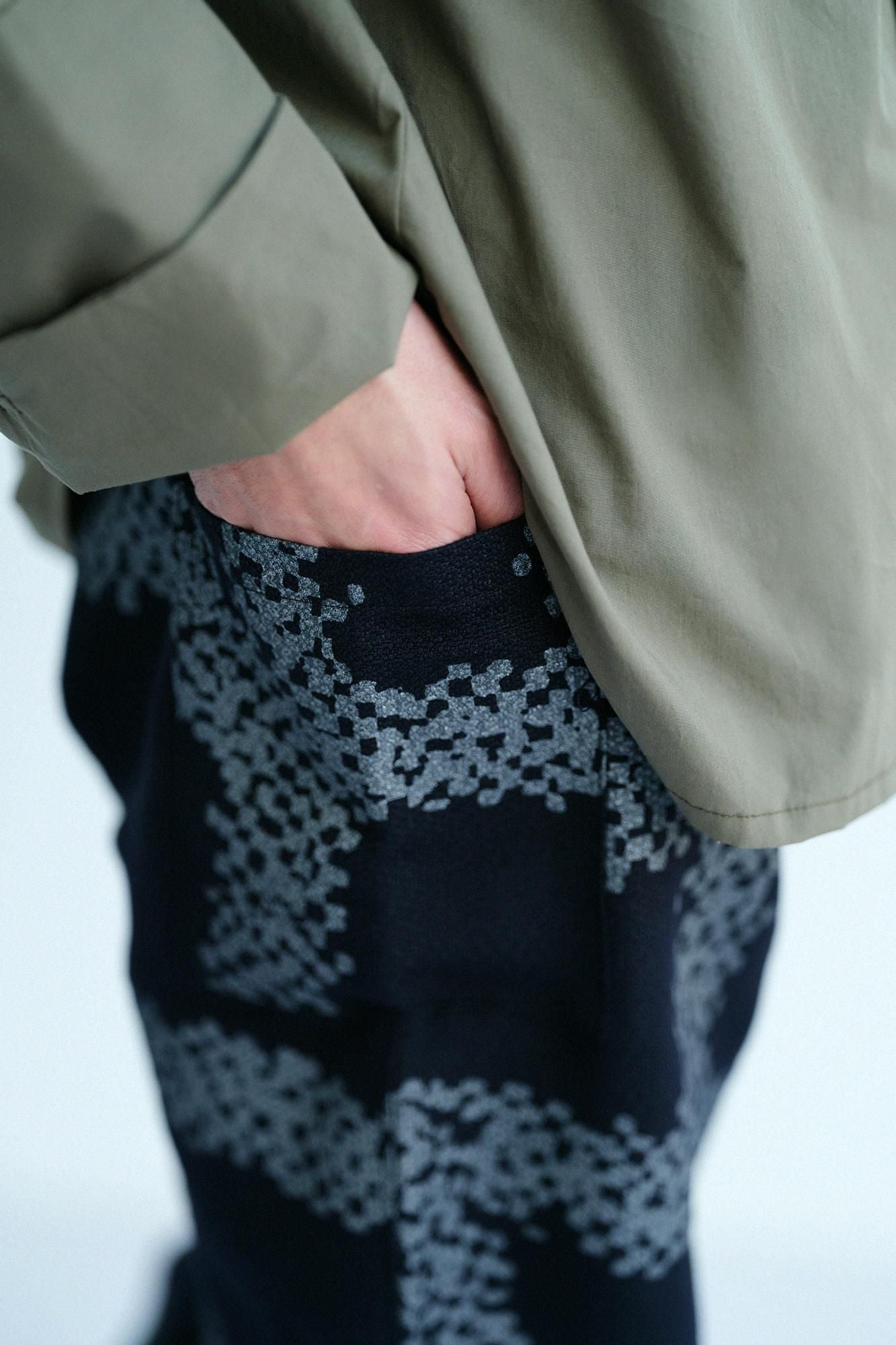 麻人造絲 多臂織 哈倫褲/五花大綁 黑色