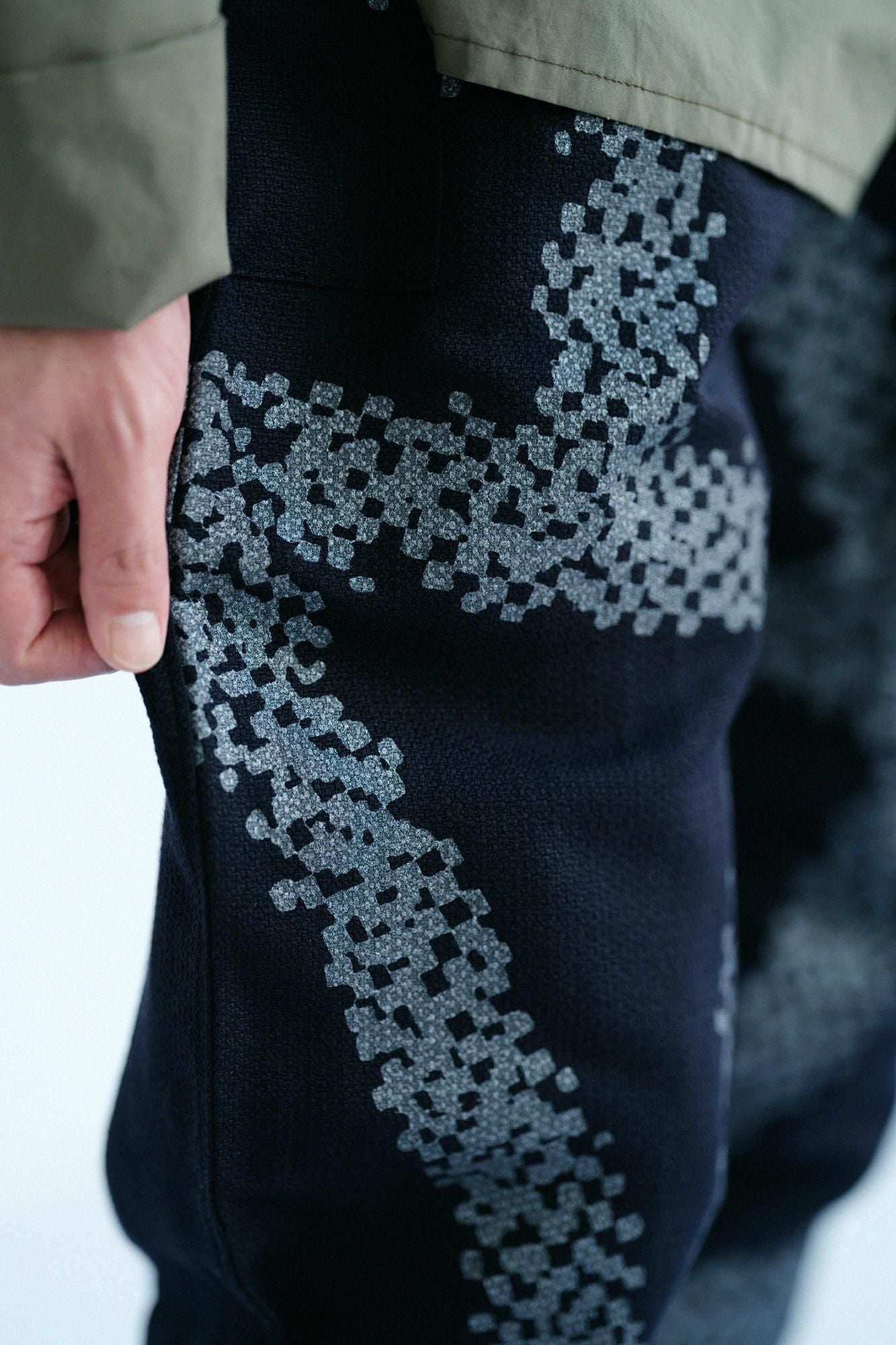 麻人造絲 多臂織 哈倫褲/五花大綁 黑色