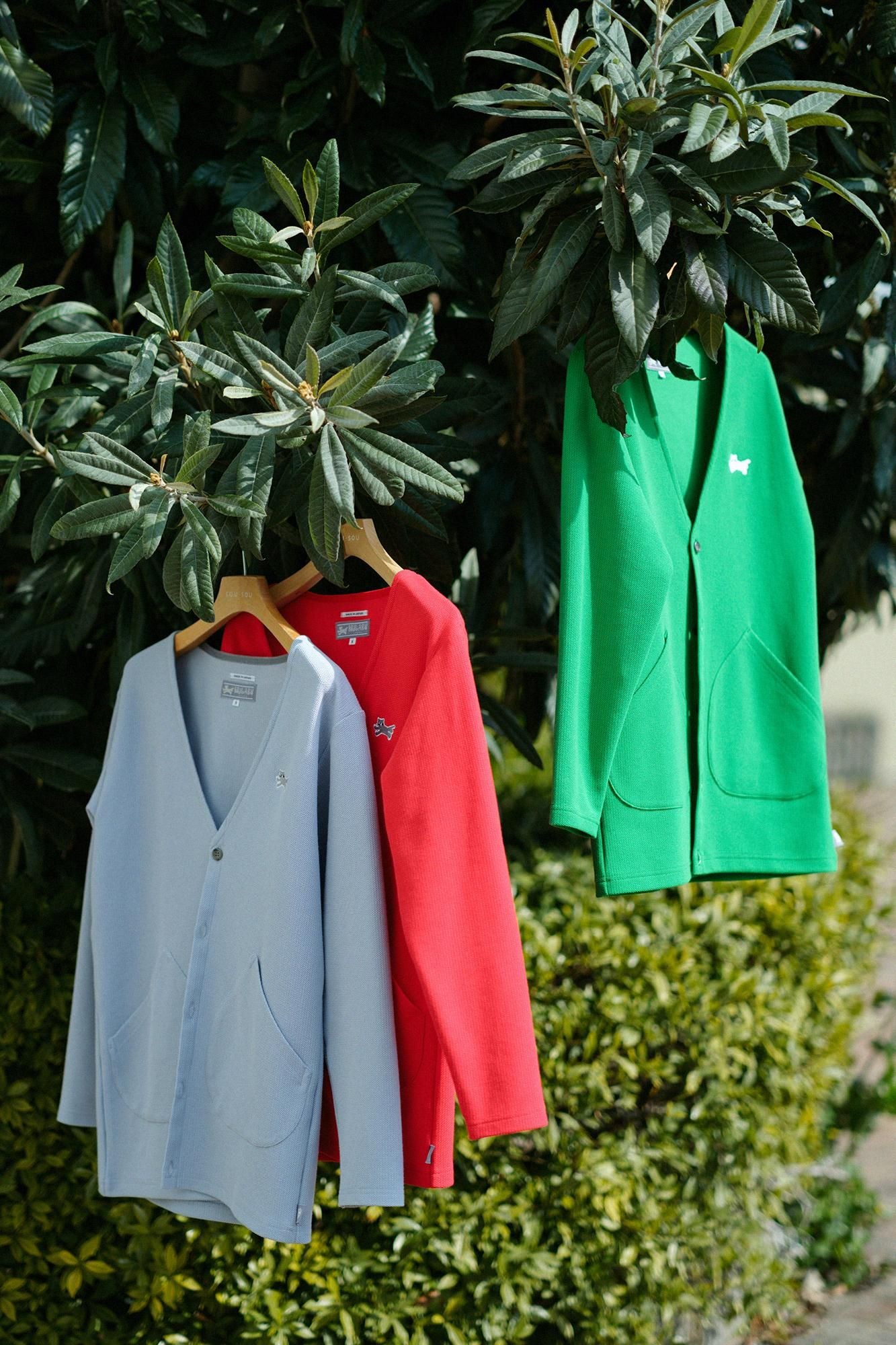 Kanocon针织V领L/S开衫/蓝色灰色