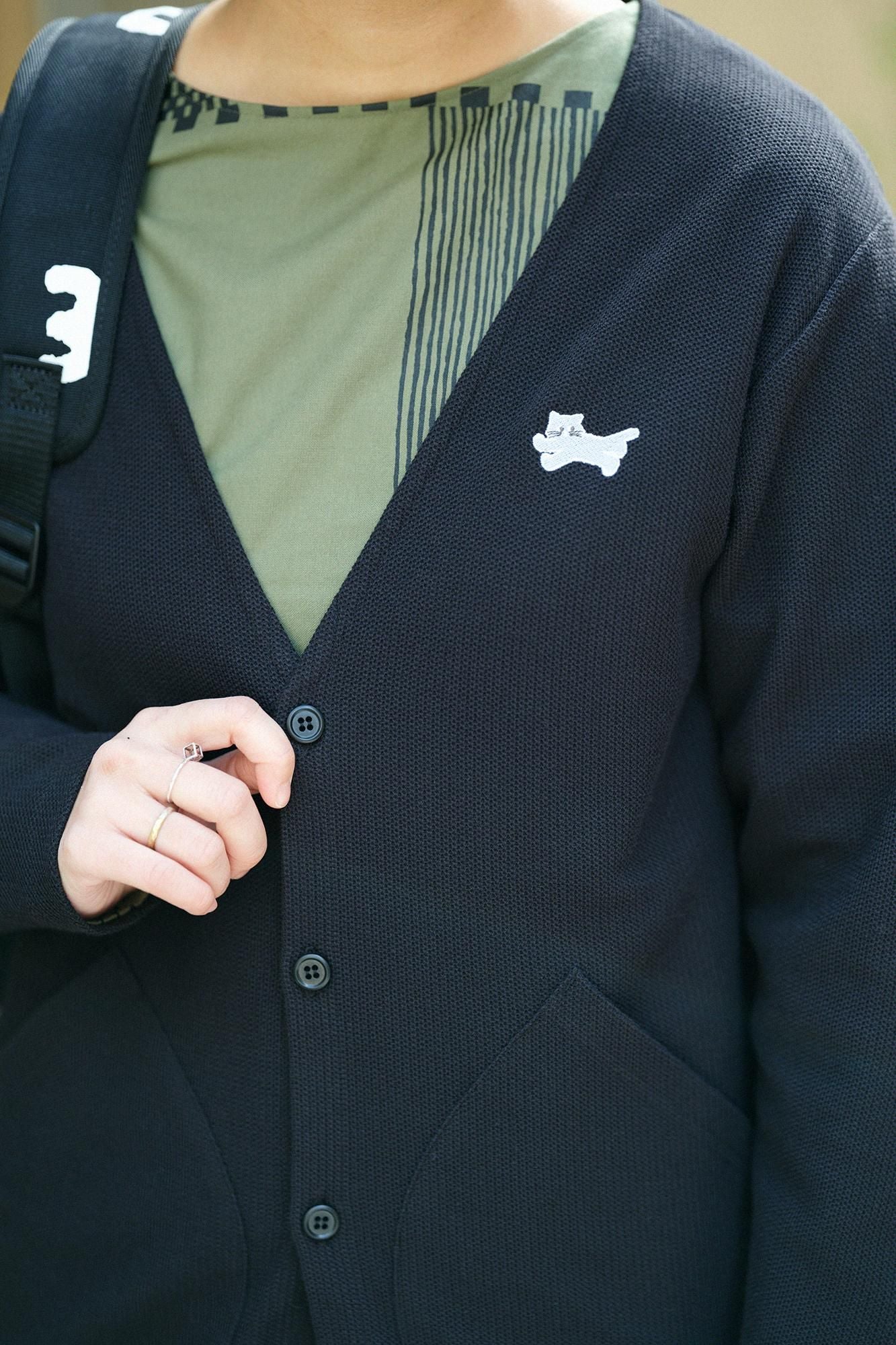 【仅限网购】Kanoko 针织 V 领 L/S 开衫/黑色