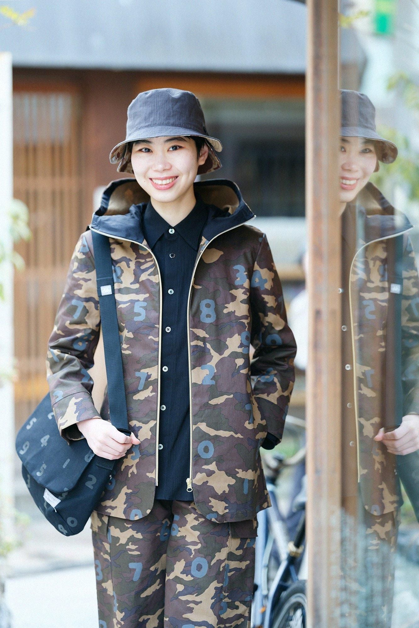 棉花帆布拉式连帽外套/迷彩SO-SU-U Mugwort Dye(Kuwazome)