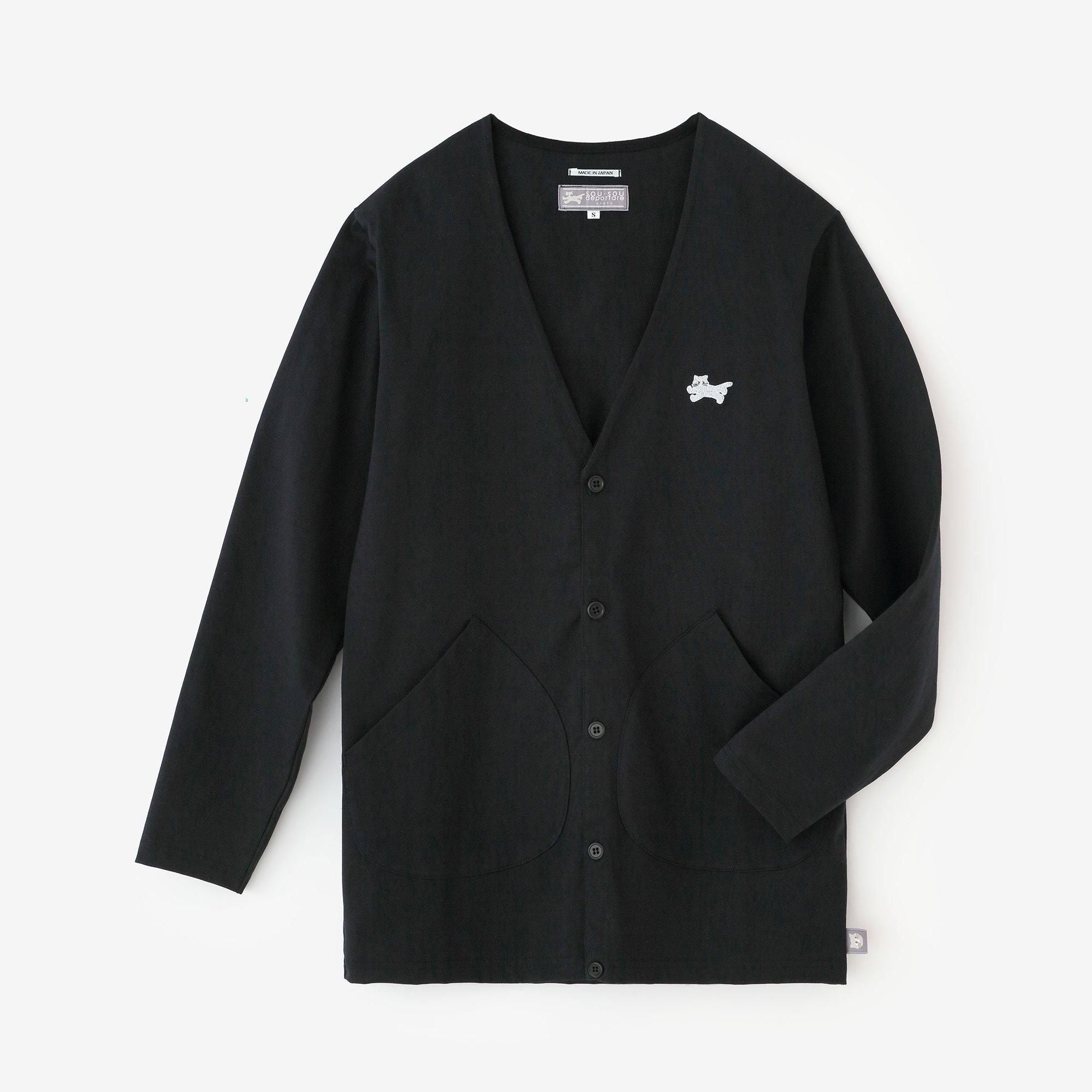 L/S-Cardigan aus Baumwollstrick mit V-Ausschnitt/Marineschwarz