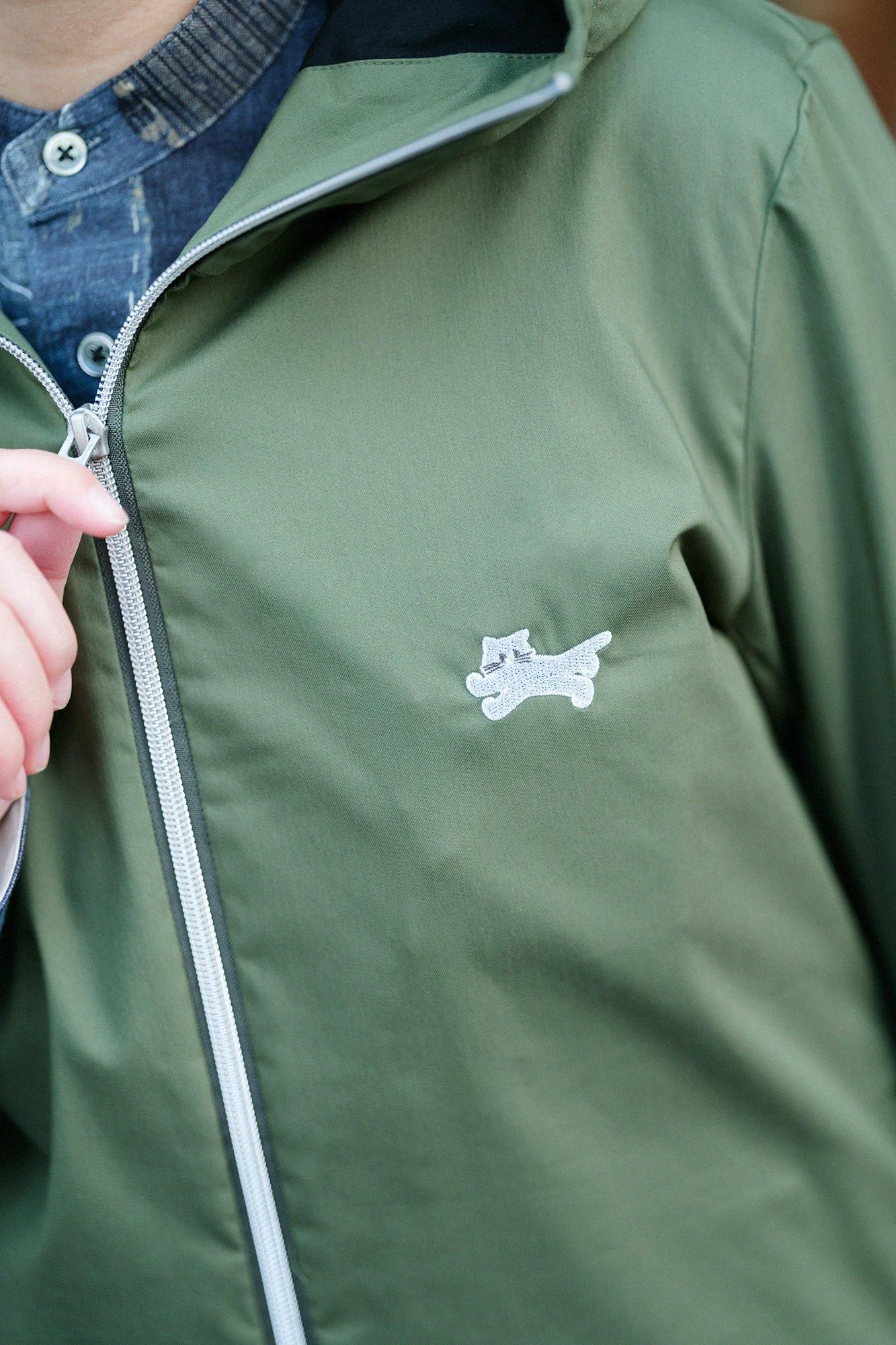 Twill ZIP UP Hooded Jacket / Olive Green