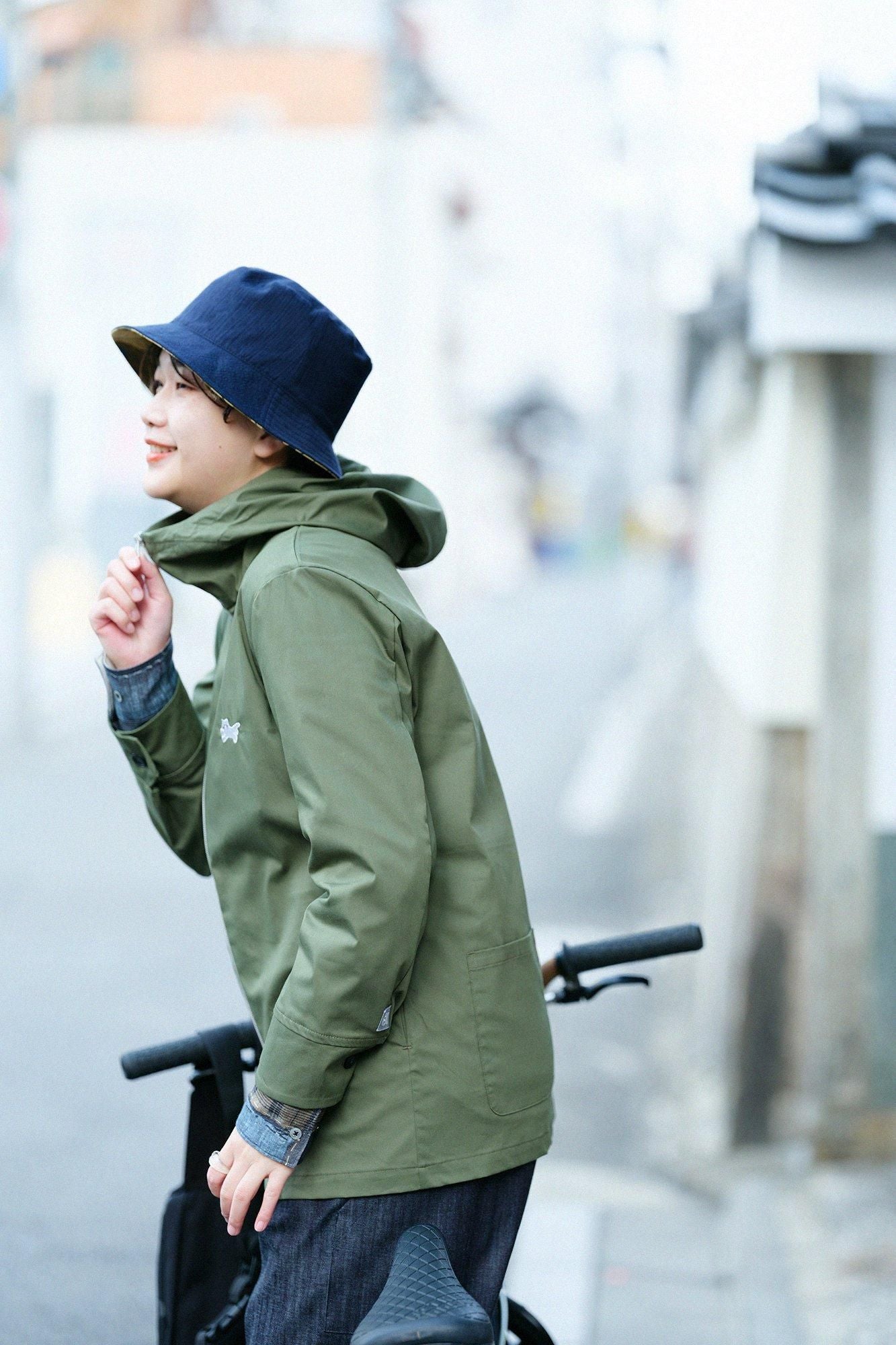 Twill ZIP UP Hooded Jacket / Olive Green