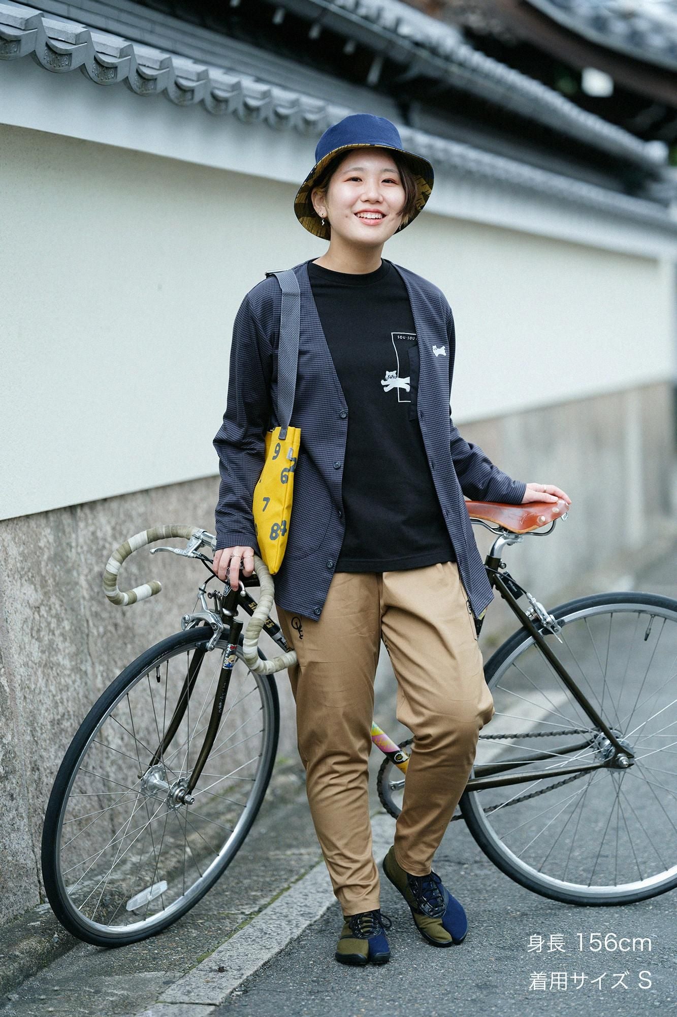 Houndstooth Check V-neck L/S Cardigan / Grey