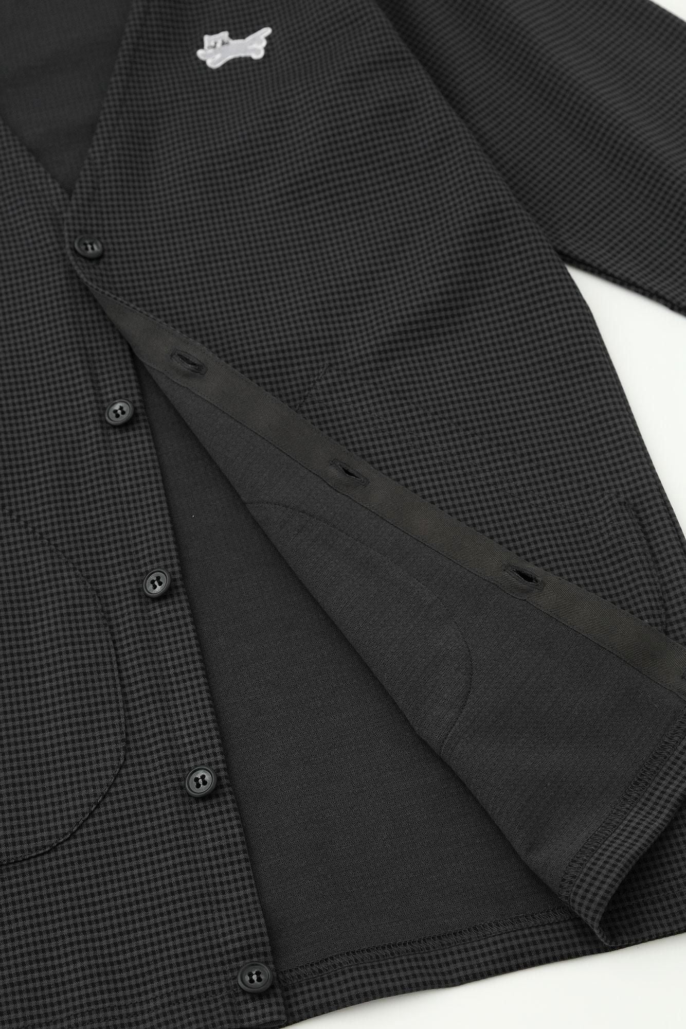 Houndstooth Check V-neck L/S Cardigan / Grey