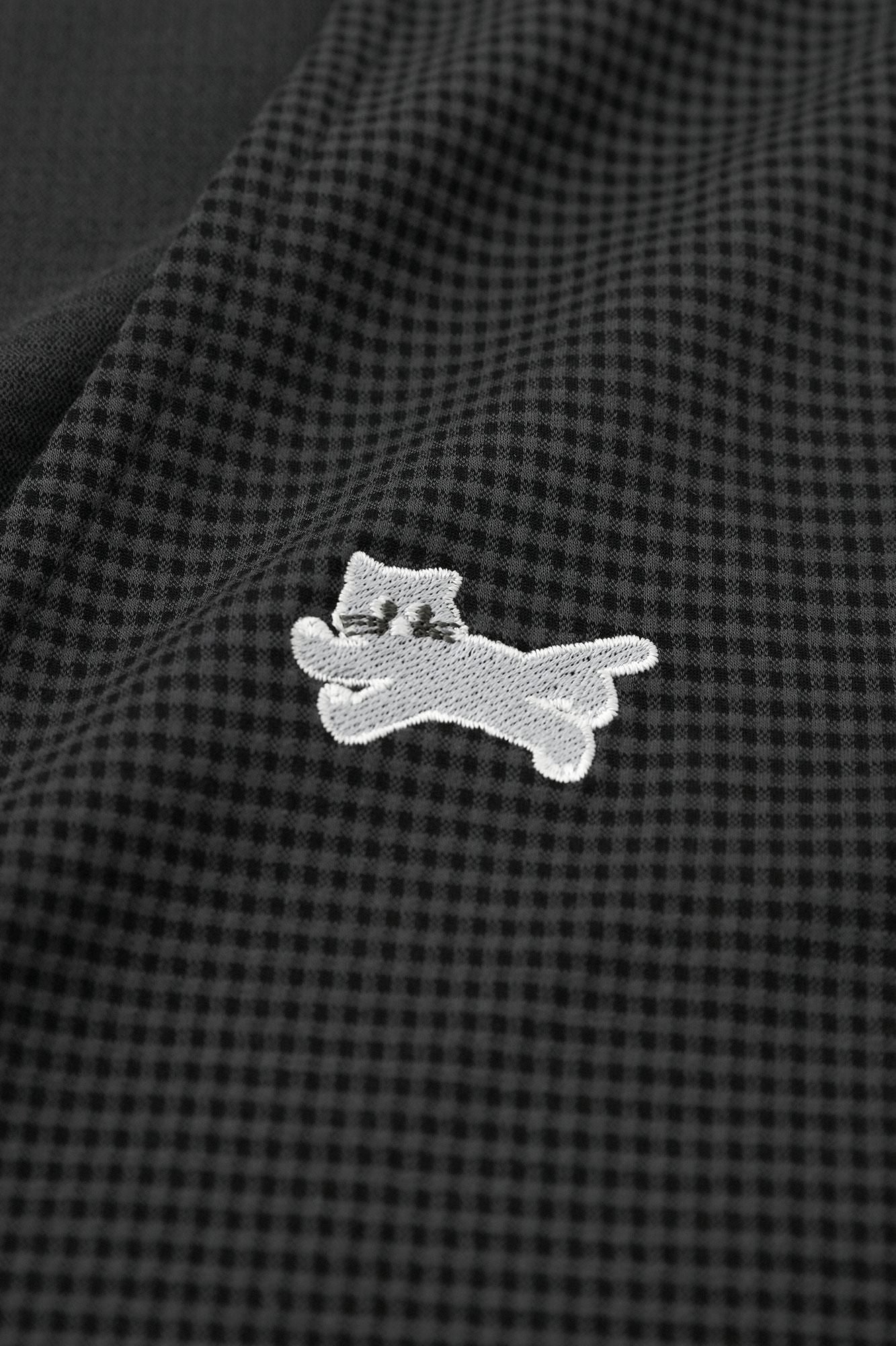 Houndstooth Check V-neck L/S Cardigan / Grey