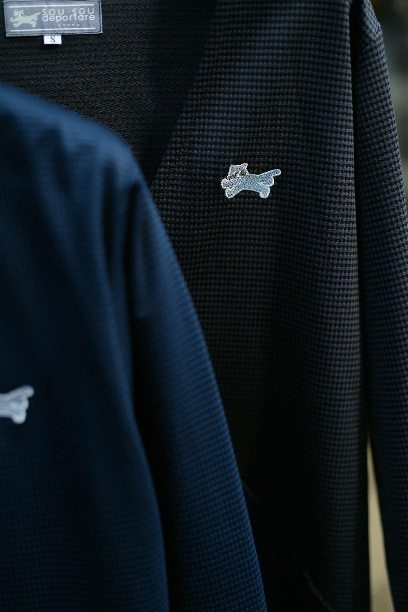 Houndstooth Check V-neck L/S Cardigan / Grey