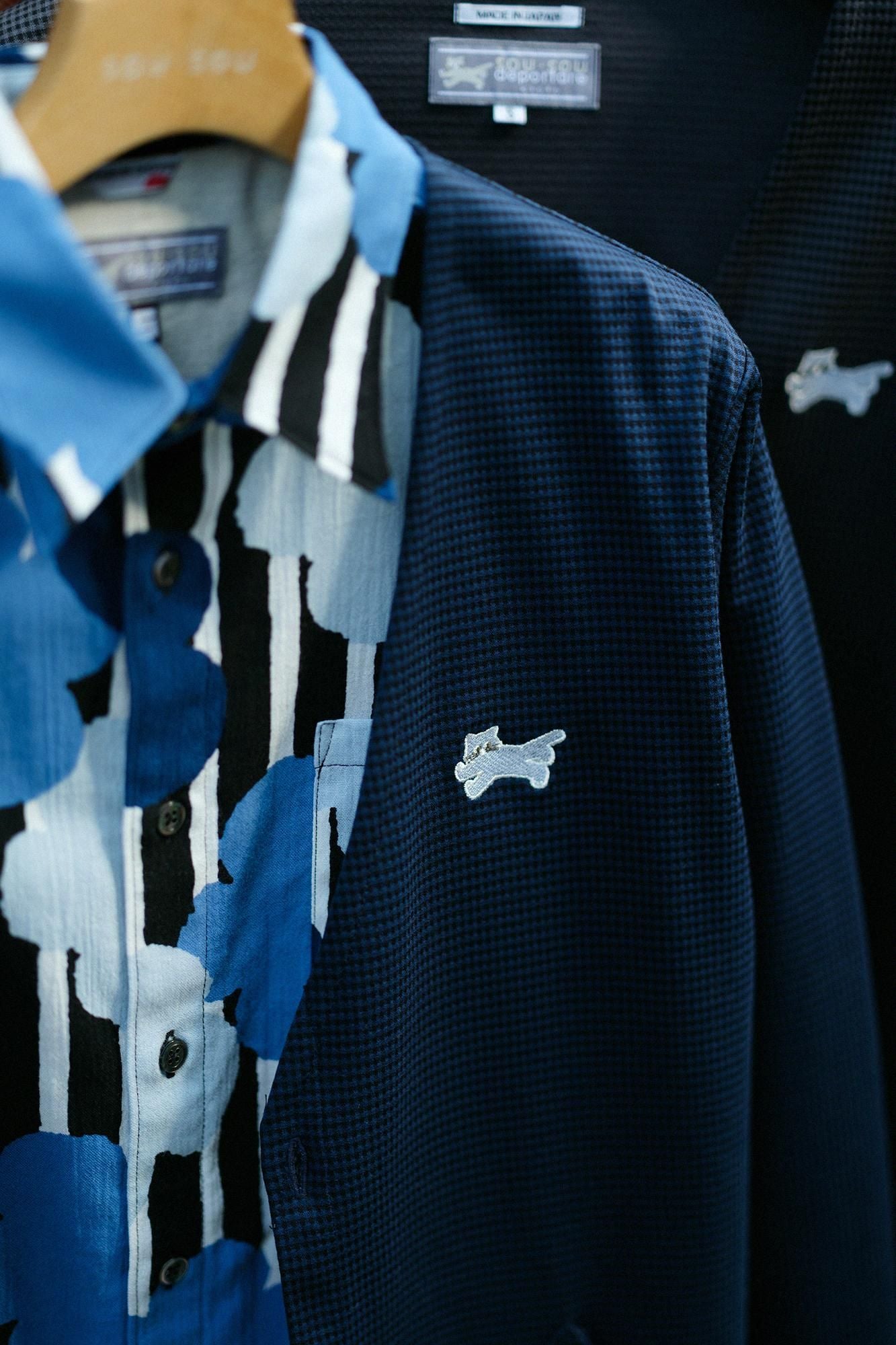 Houndstooth Check V-neck L/S Cardigan / Navy