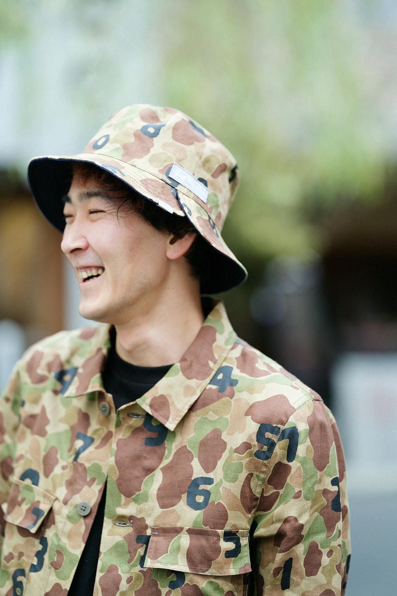 リネンツイル カーゴジャケット/duck hunter camo SO-SU-U 空五倍子色(うつふしいろ)