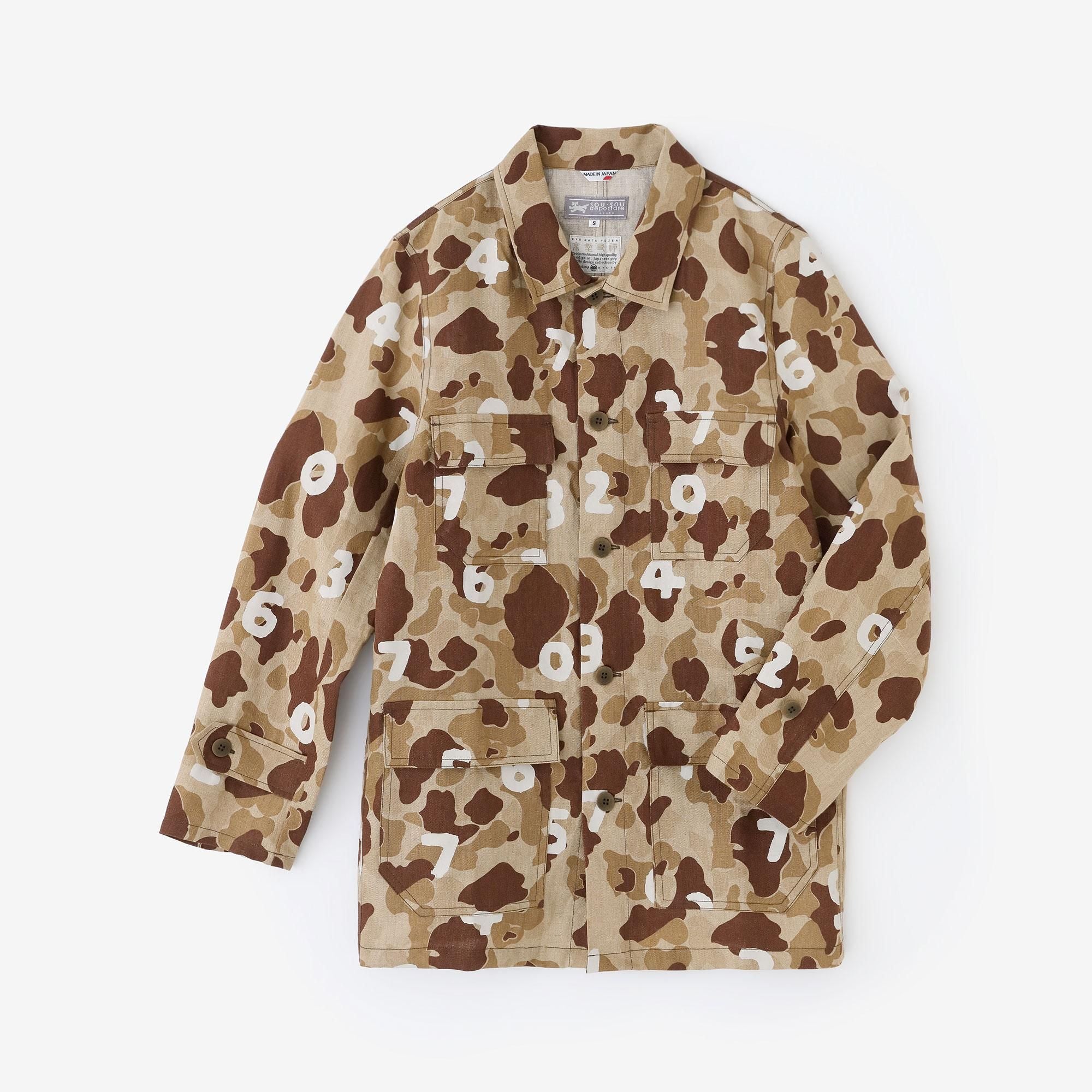 リネンツイル カーゴジャケット/duck hunter camo SO-SU-U 白茶(しらちゃ)