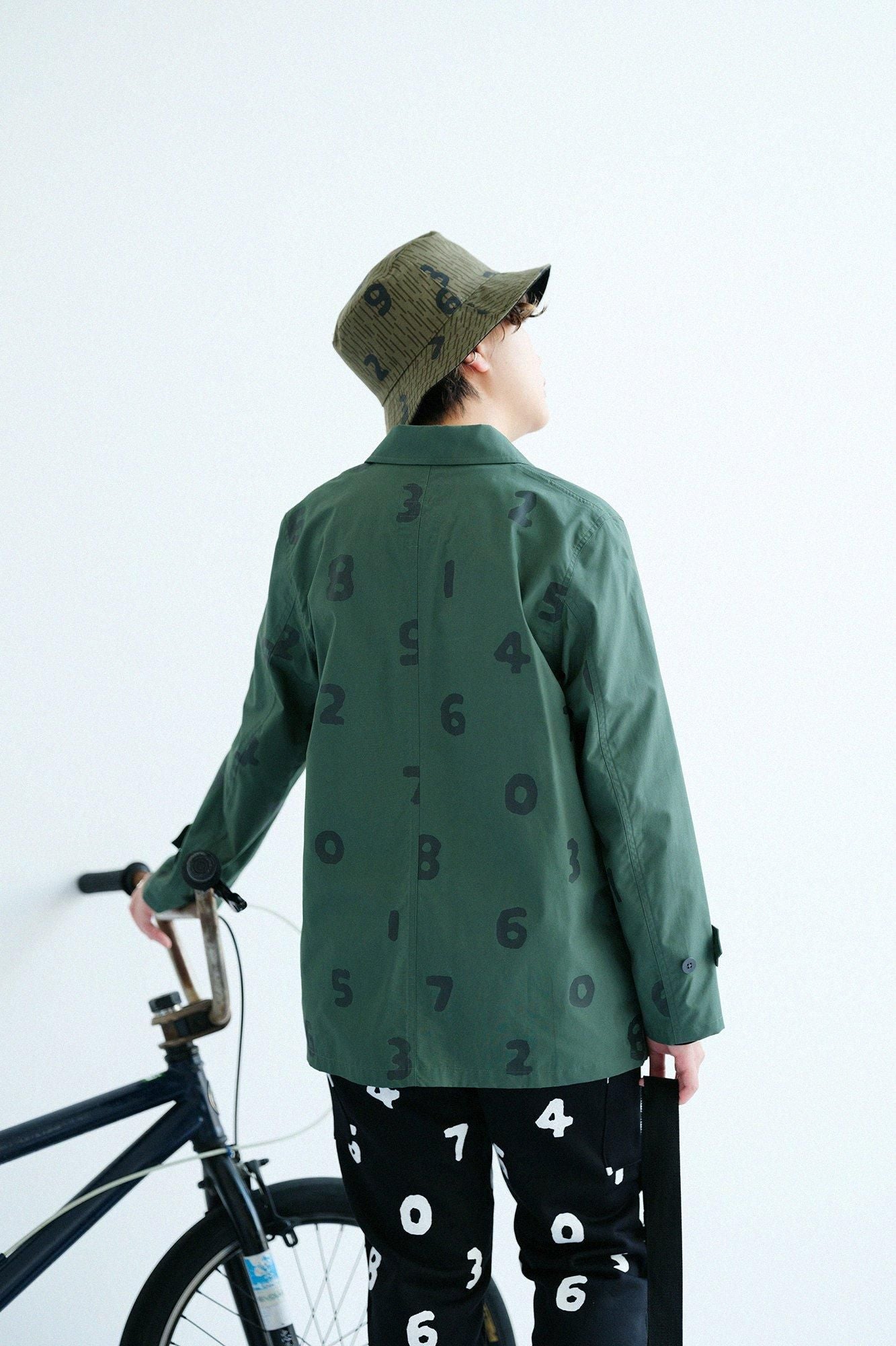 高密度打字机布货物夹克/绿色X SO-SU-U