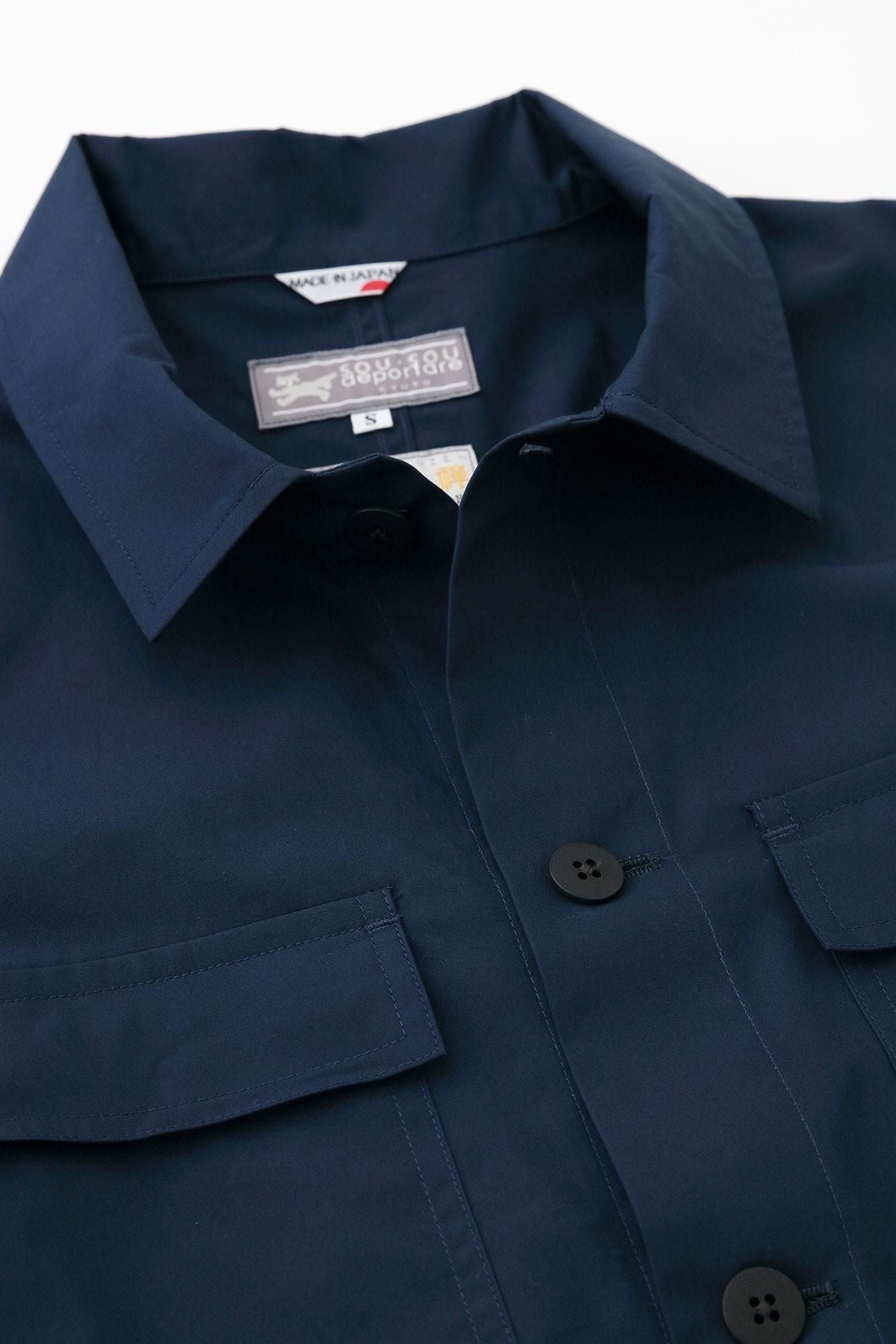 High Density Typewriter Cloth Cargo Jacket / Navy × SO-SU-U