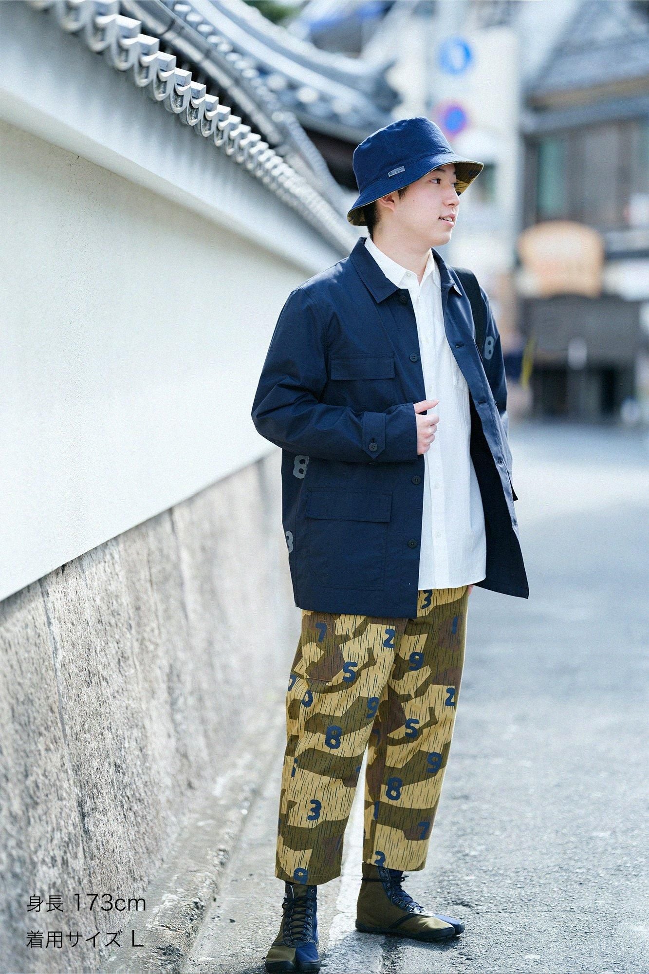 高密度打字机布货物夹克/海军黑色X SO-SU-U