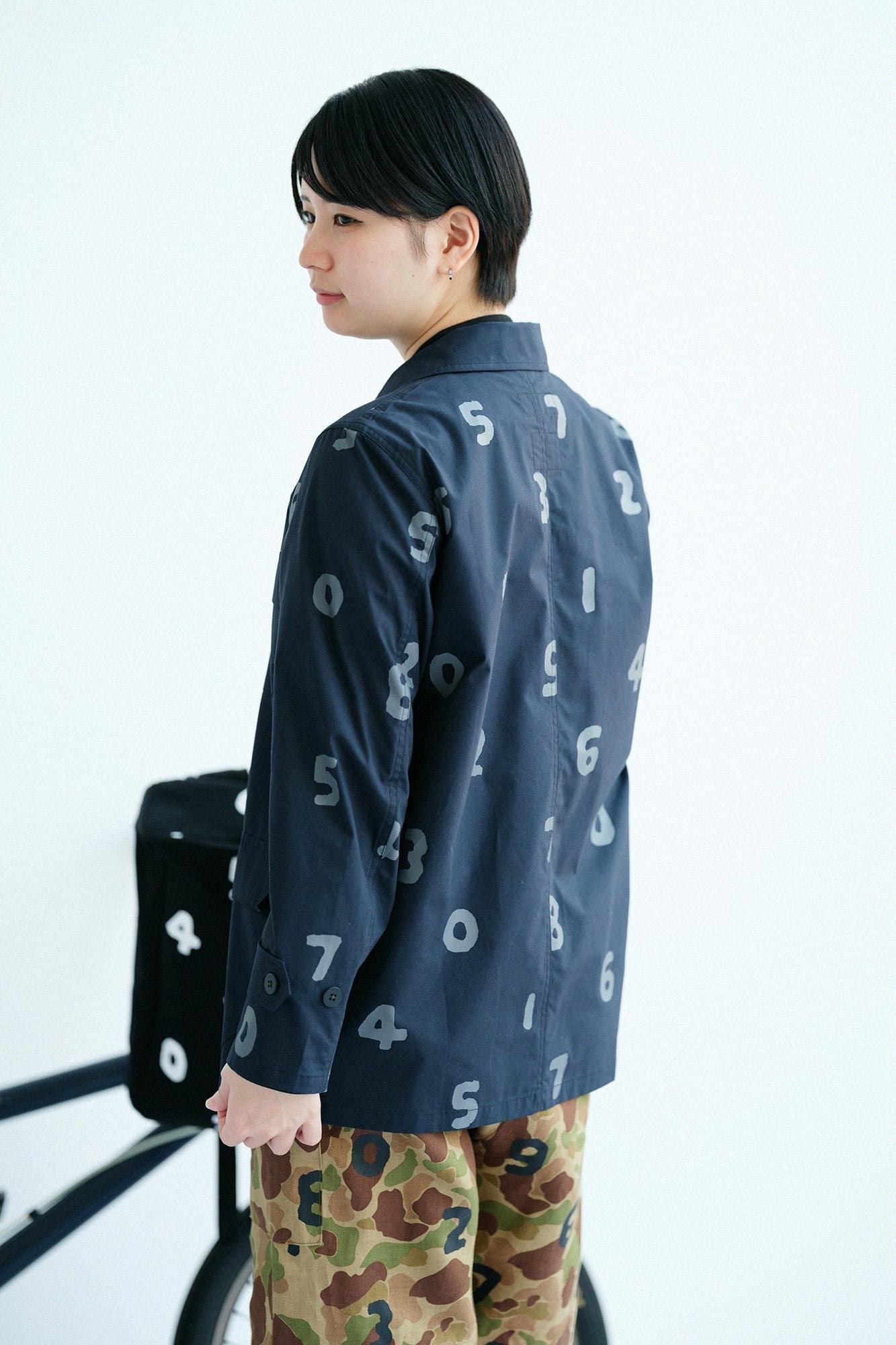 高密度打字机布货物夹克/海军黑色X SO-SU-U